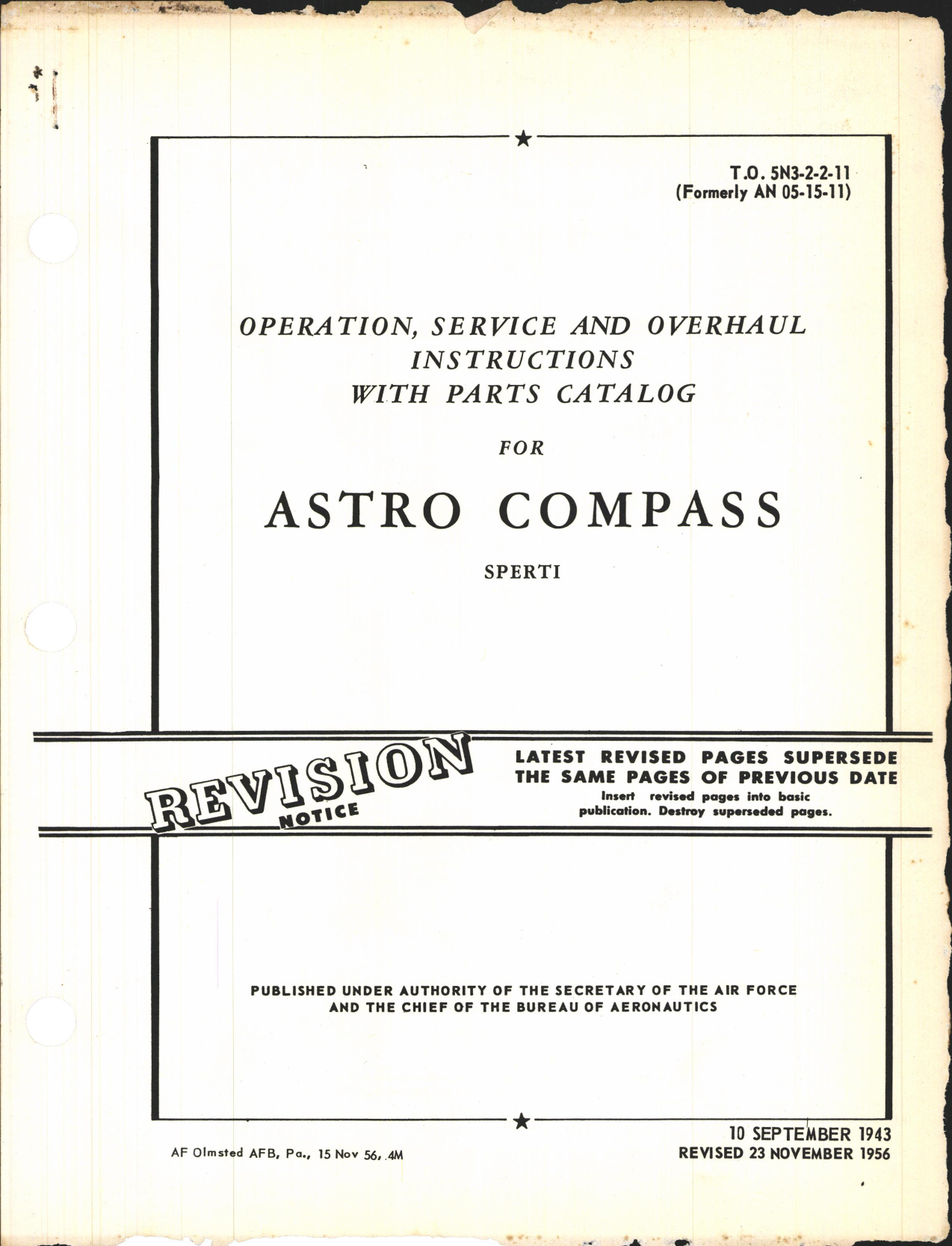Sample page 1 from AirCorps Library document: Operation, Service, & Overhaul Inst w/ Parts Catalog for Astro Compass