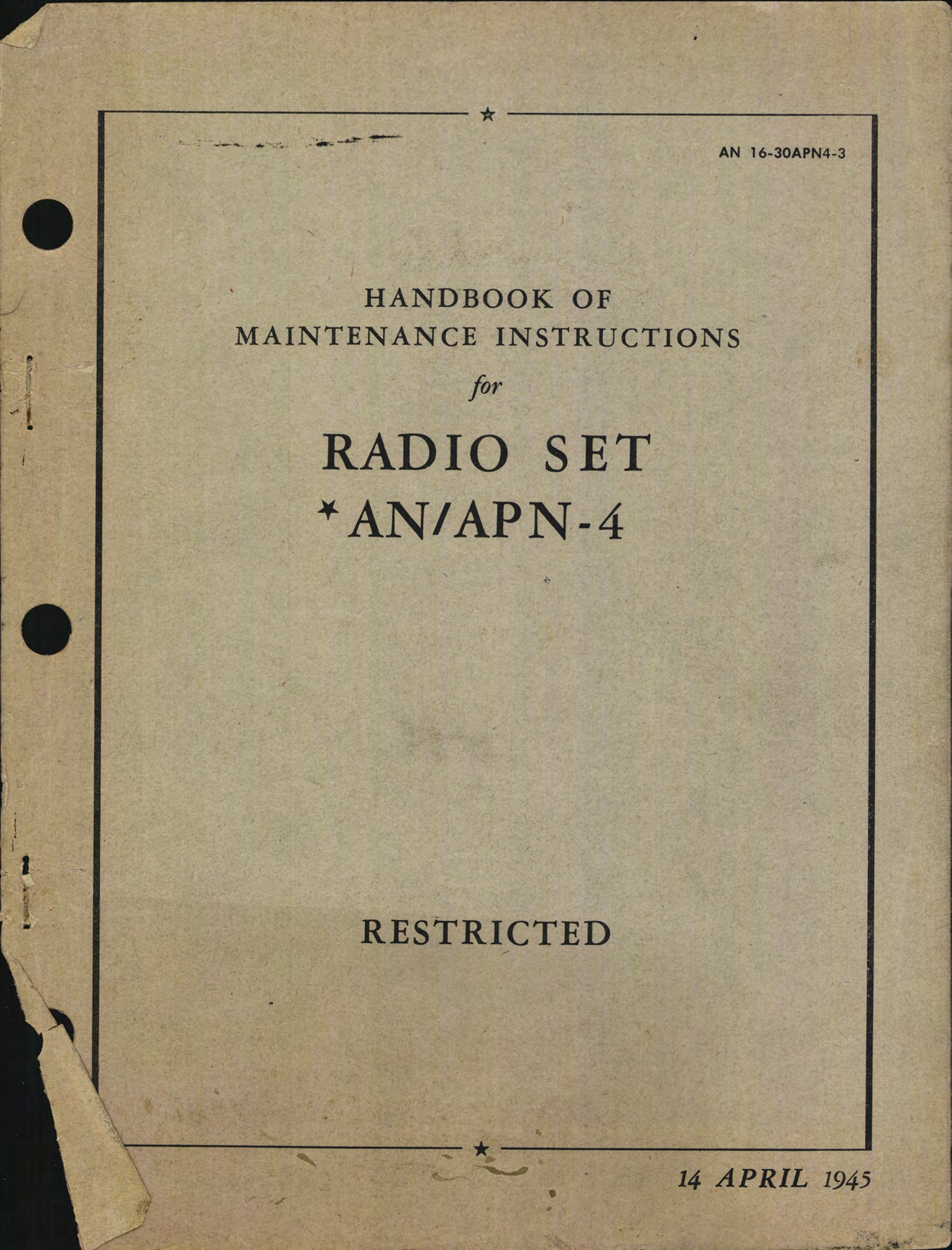 Sample page 1 from AirCorps Library document: Maintenance Instructions for Radio Set AN/APN-4