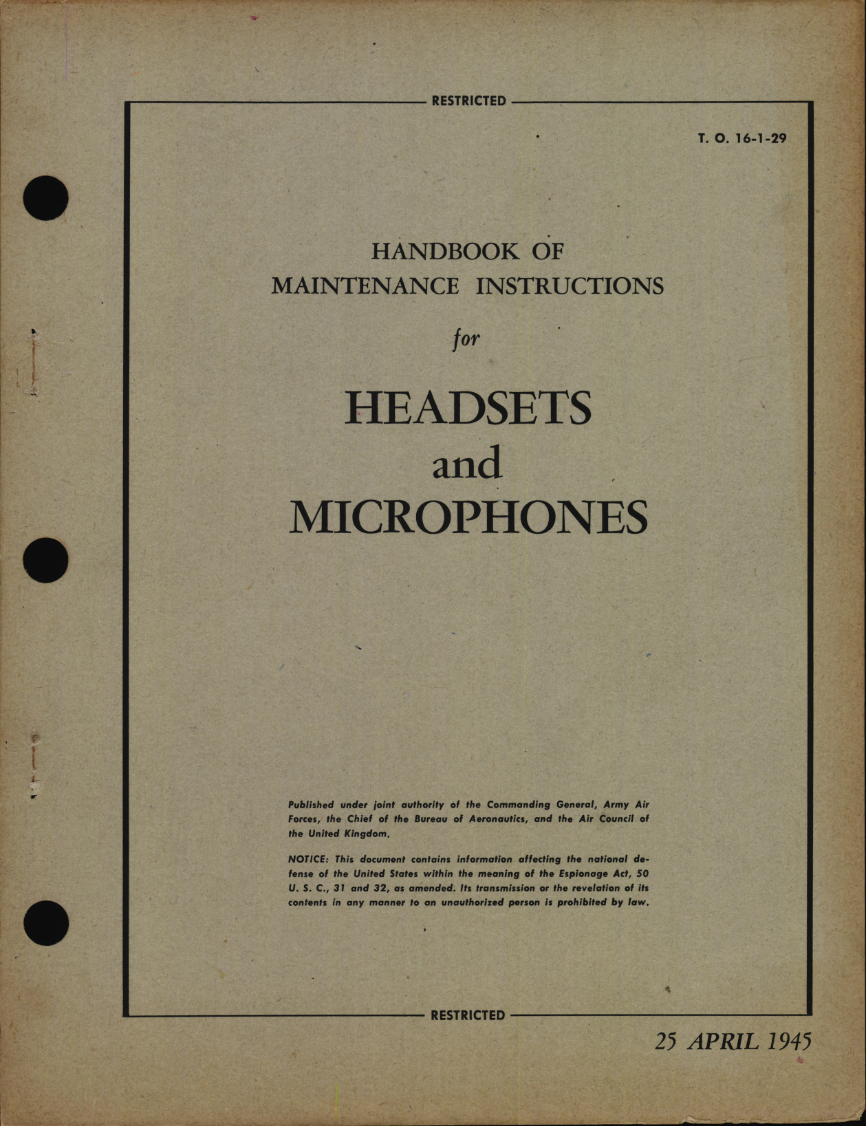 Sample page 1 from AirCorps Library document: Maintenance Instructions for Headsets and Microphones