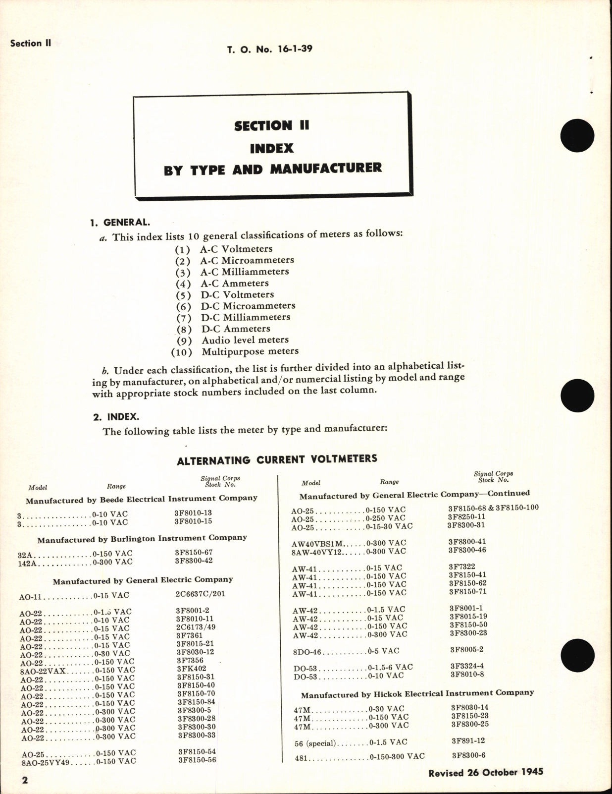 Sample page 8 from AirCorps Library document: Characteristics and Parts List for Electrical Meters Used in Communications Equipment