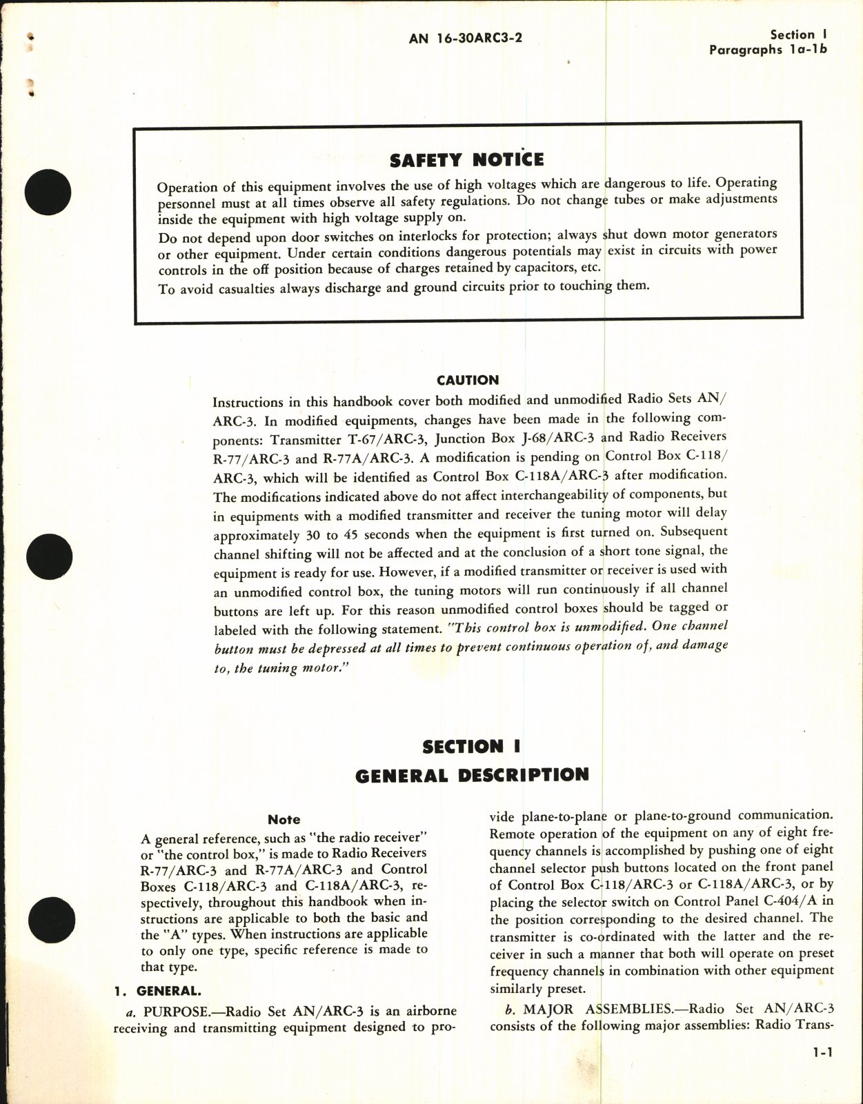 Sample page 5 from AirCorps Library document: Operating Instructions for Radio Set AN/ARC-3