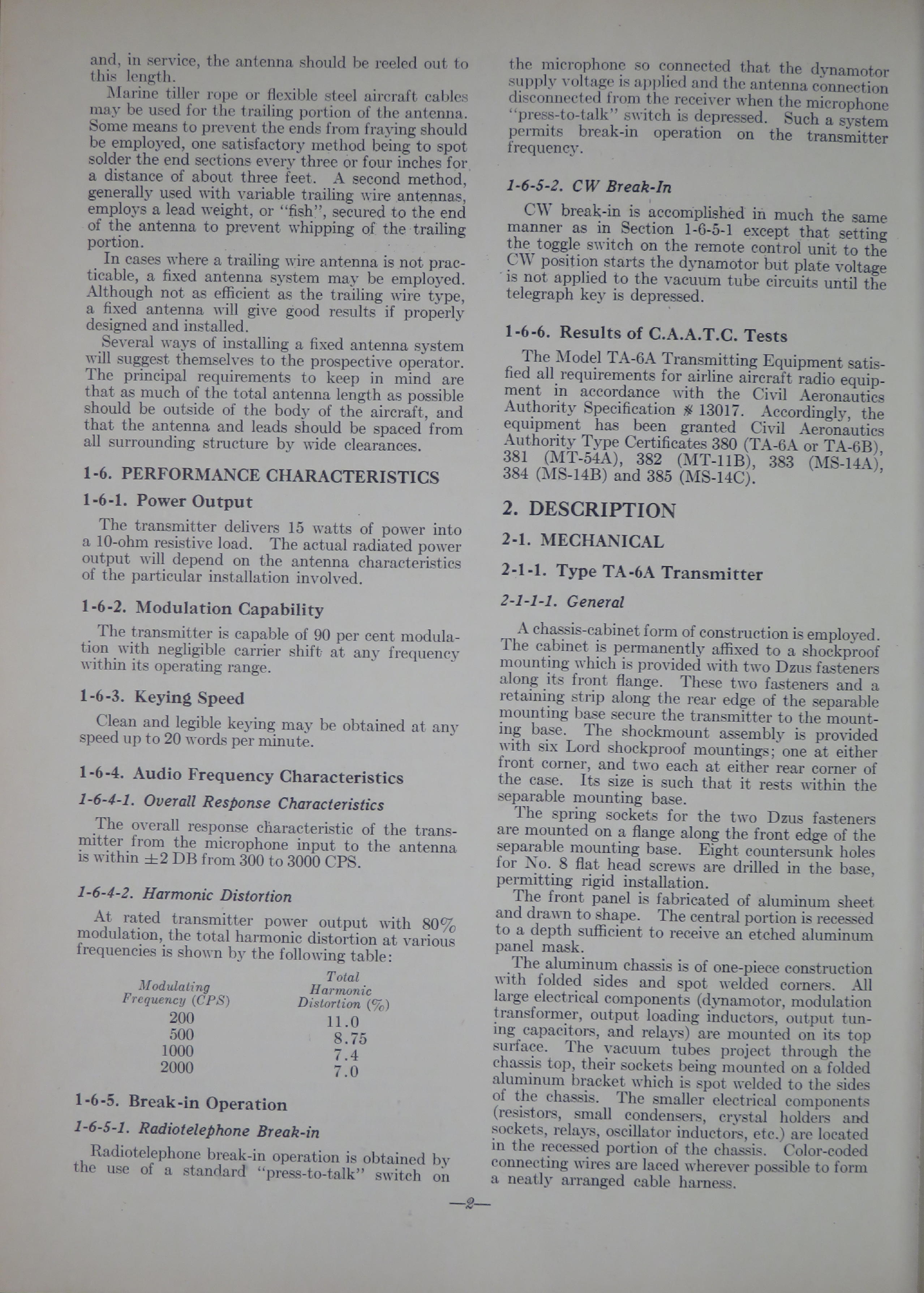 Sample page 8 from AirCorps Library document: Instruction Book for Model TA-6A & TA-6B Aircraft Transmitting Equipment