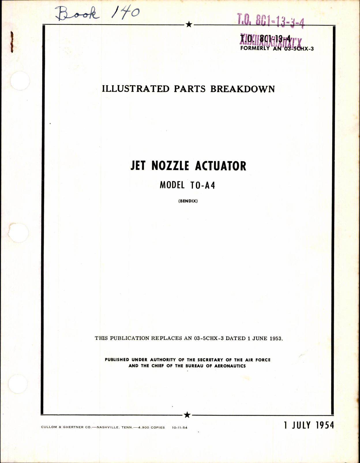 Sample page 1 from AirCorps Library document: Illustrated Parts Breakdown Jet Nozzle Actuator Model TO-A4 