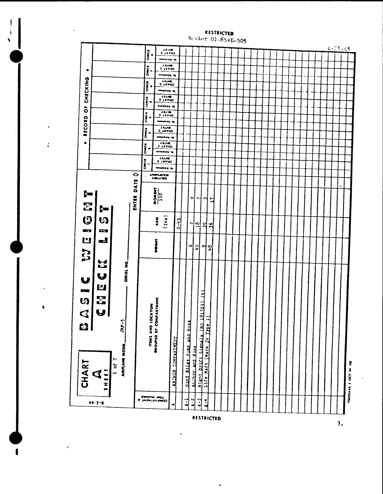 Sample page  5 from AirCorps Library document: Basic Weight Check List & Loading Data - Grumman Goose JRF-4 - JRF-5