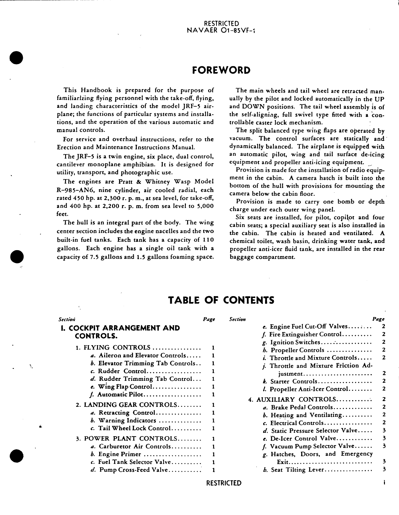 Sample page  3 from AirCorps Library document: Flight Operating Instructions - Grumman Goose JRF-5 