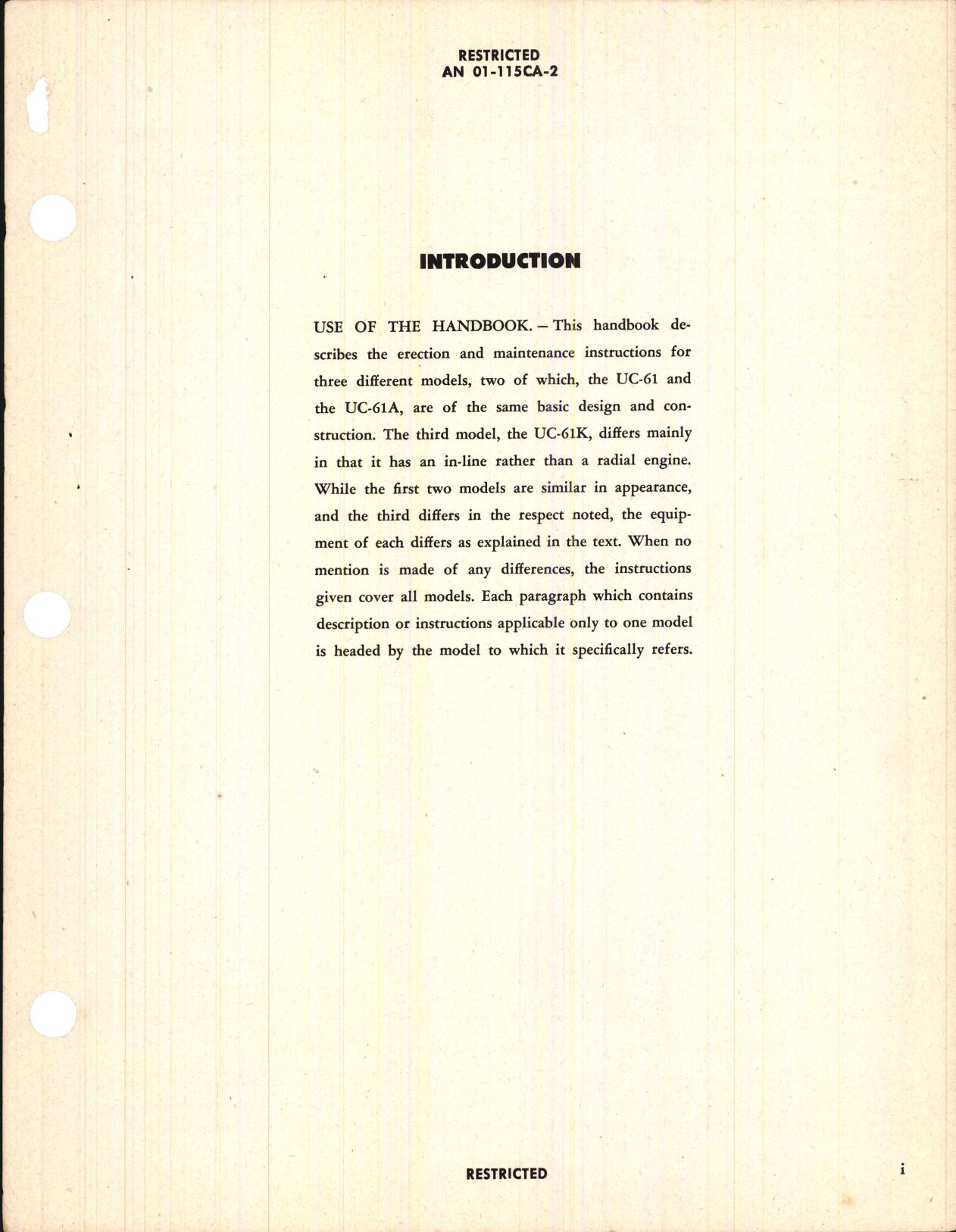 Sample page 3 from AirCorps Library document: Erection and Maintenance Instructions for UC-61, UC-61A, UC-61K, GK-1