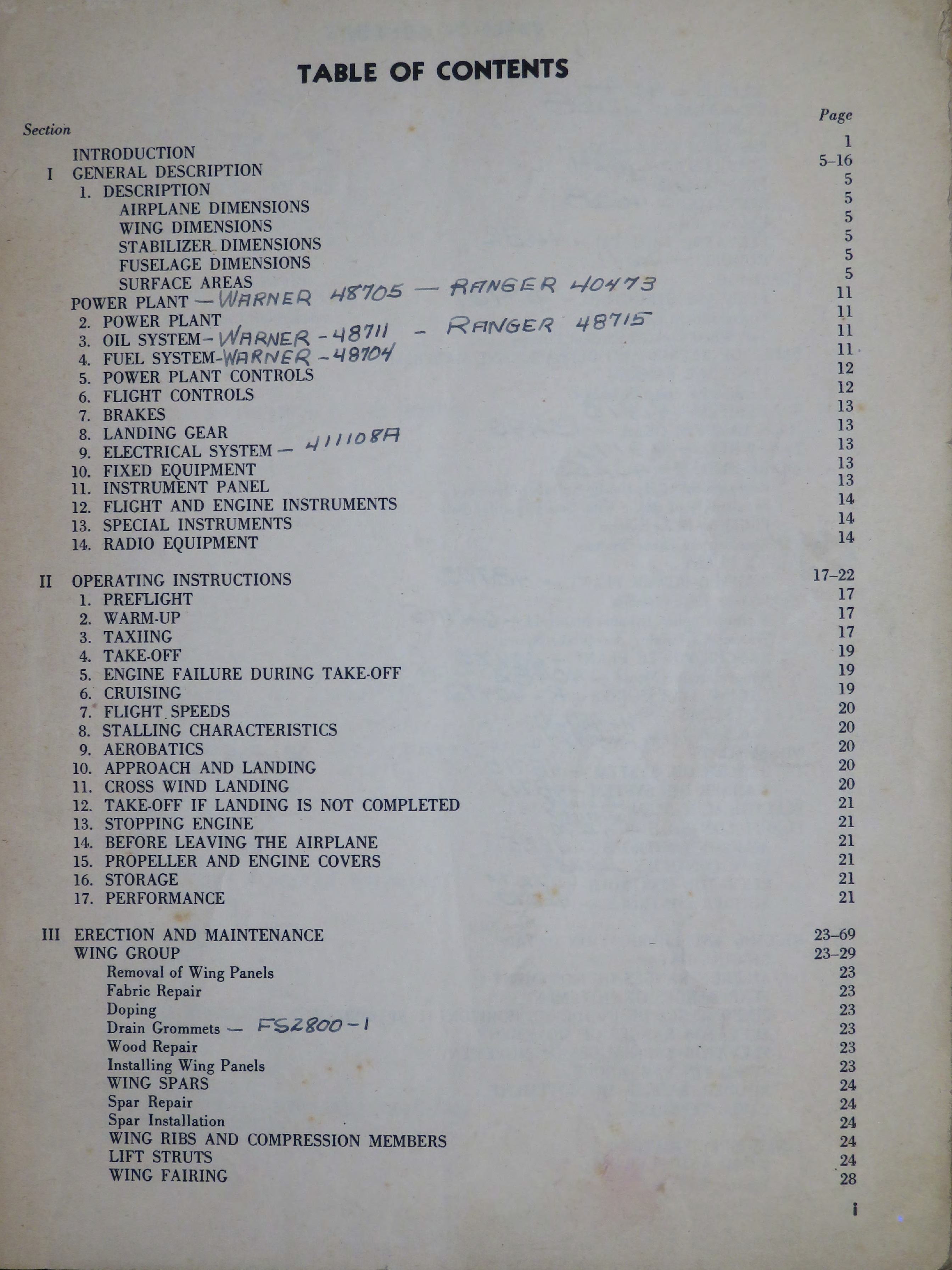 Sample page 1 from AirCorps Library document: Operation, Erection & Maintenance for Fairchild F-24W46 & F-24R46