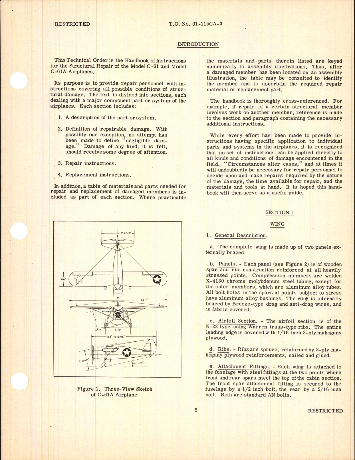 Sample page 7 from AirCorps Library document: Handbook of Instructions for the Structural Repair of the C-61 Series Transport Airplanes