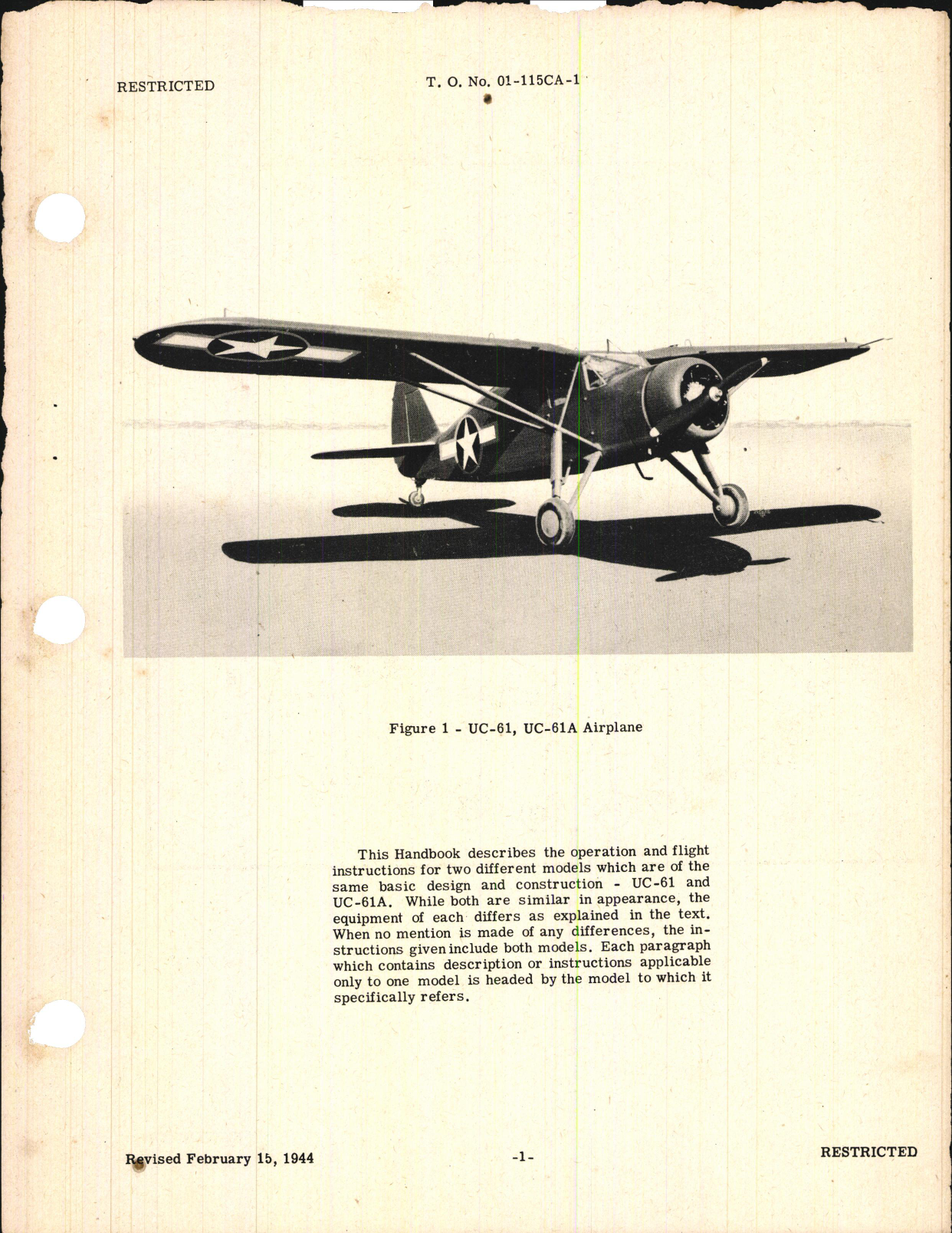 Sample page 5 from AirCorps Library document: Pilot's Flight Operating Instructions for UC-61, UC-61A, GK-1