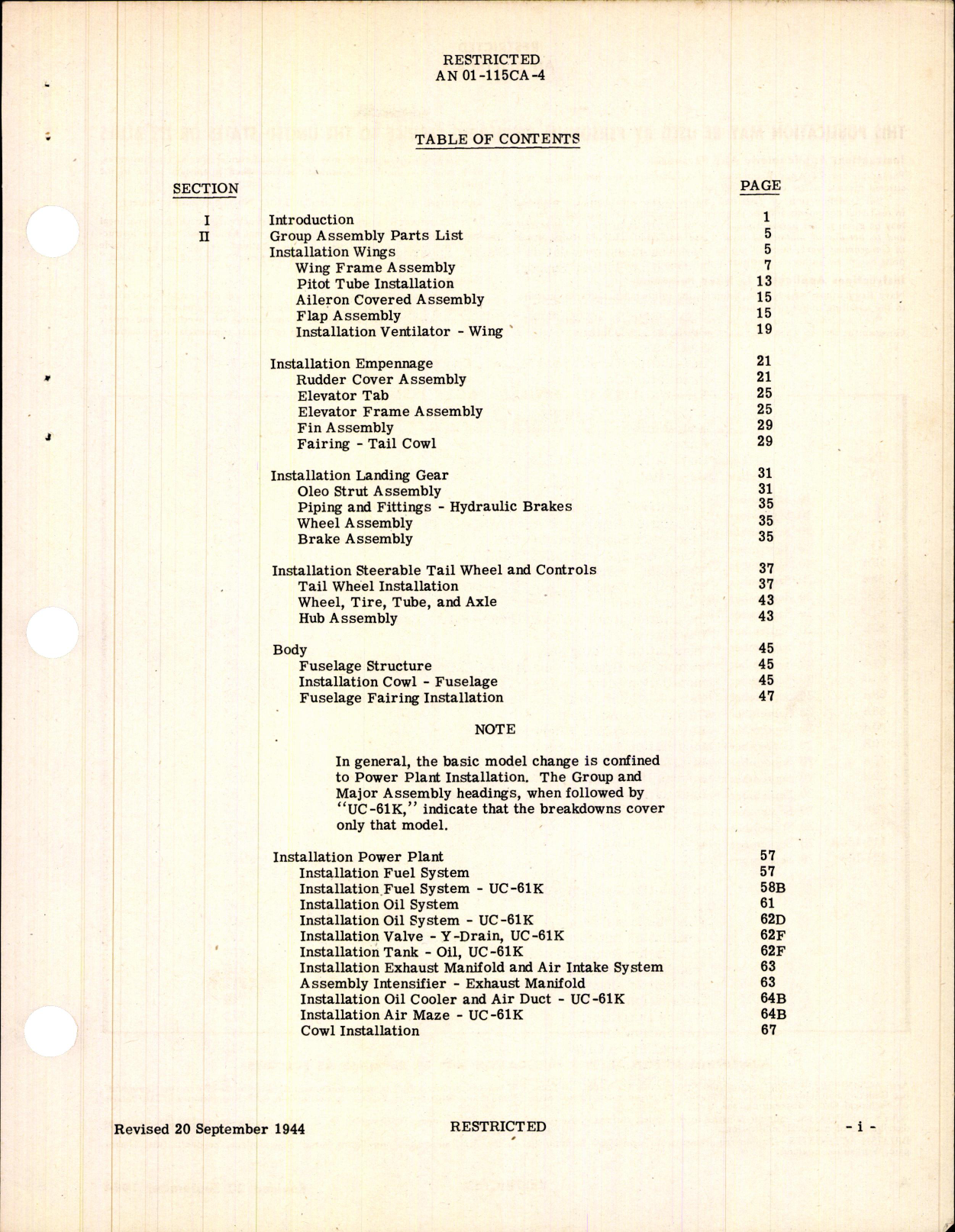 Sample page 3 from AirCorps Library document: Airplane Parts catalog for UC-61A, and UC-61K