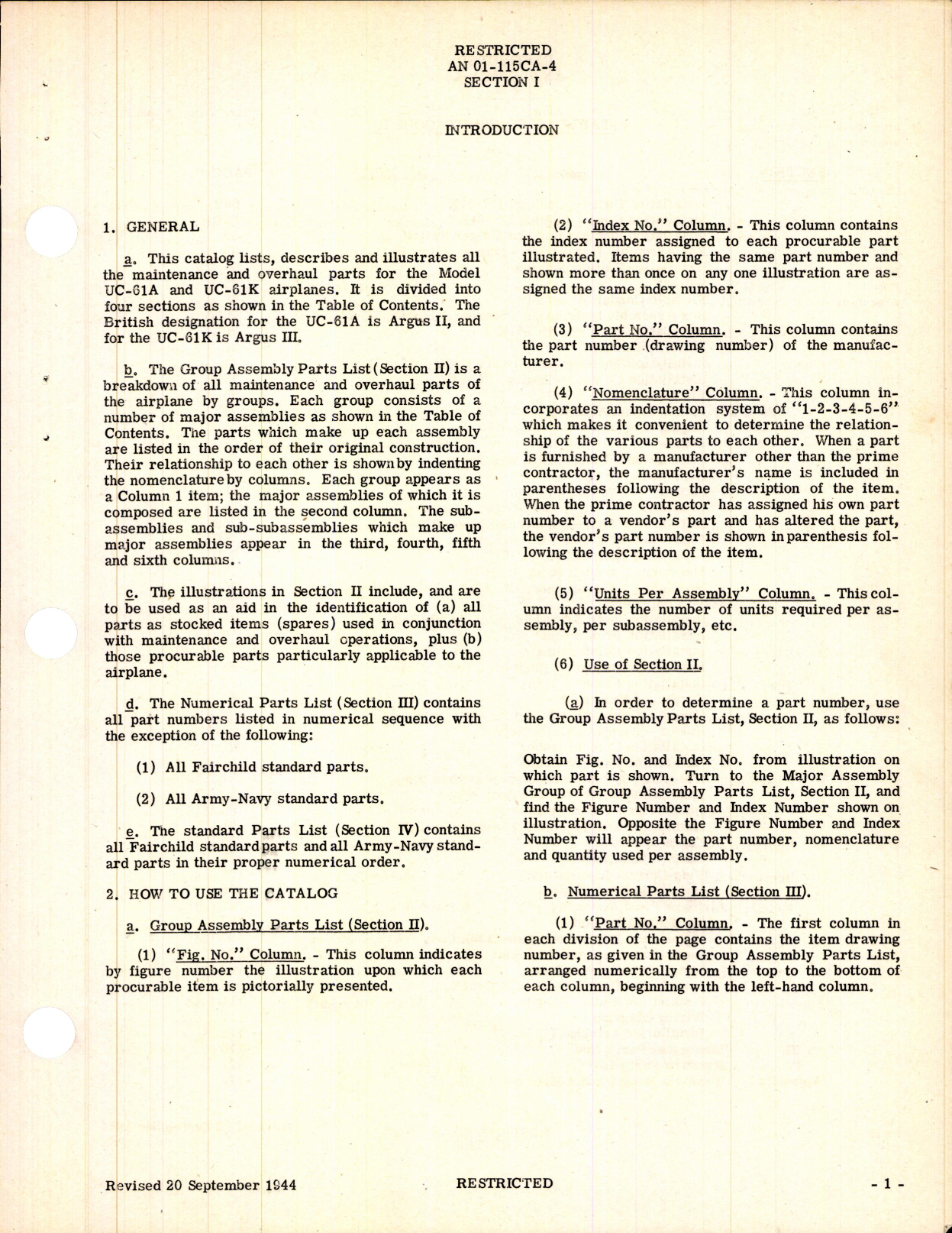 Sample page 5 from AirCorps Library document: Airplane Parts catalog for UC-61A, and UC-61K
