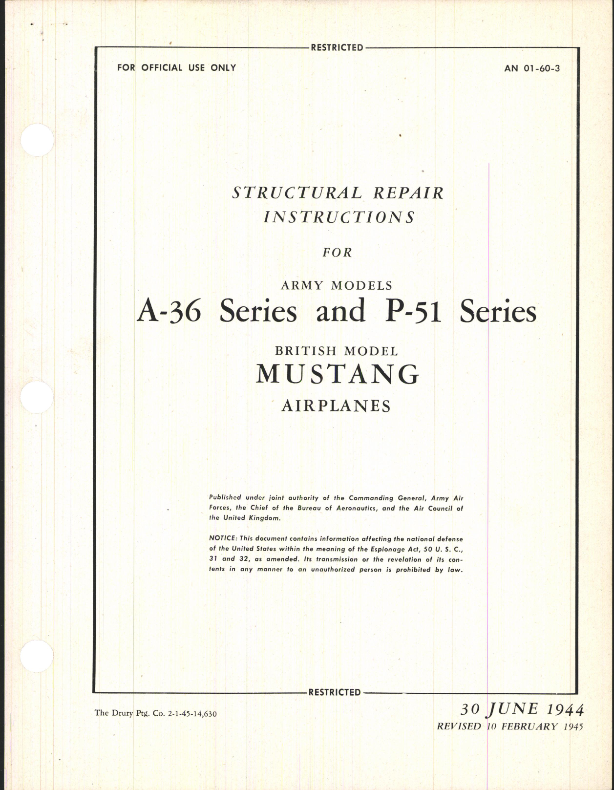 Sample page 5 from AirCorps Library document: Structural Repair Instructions for A-36 Series and P-51 Series