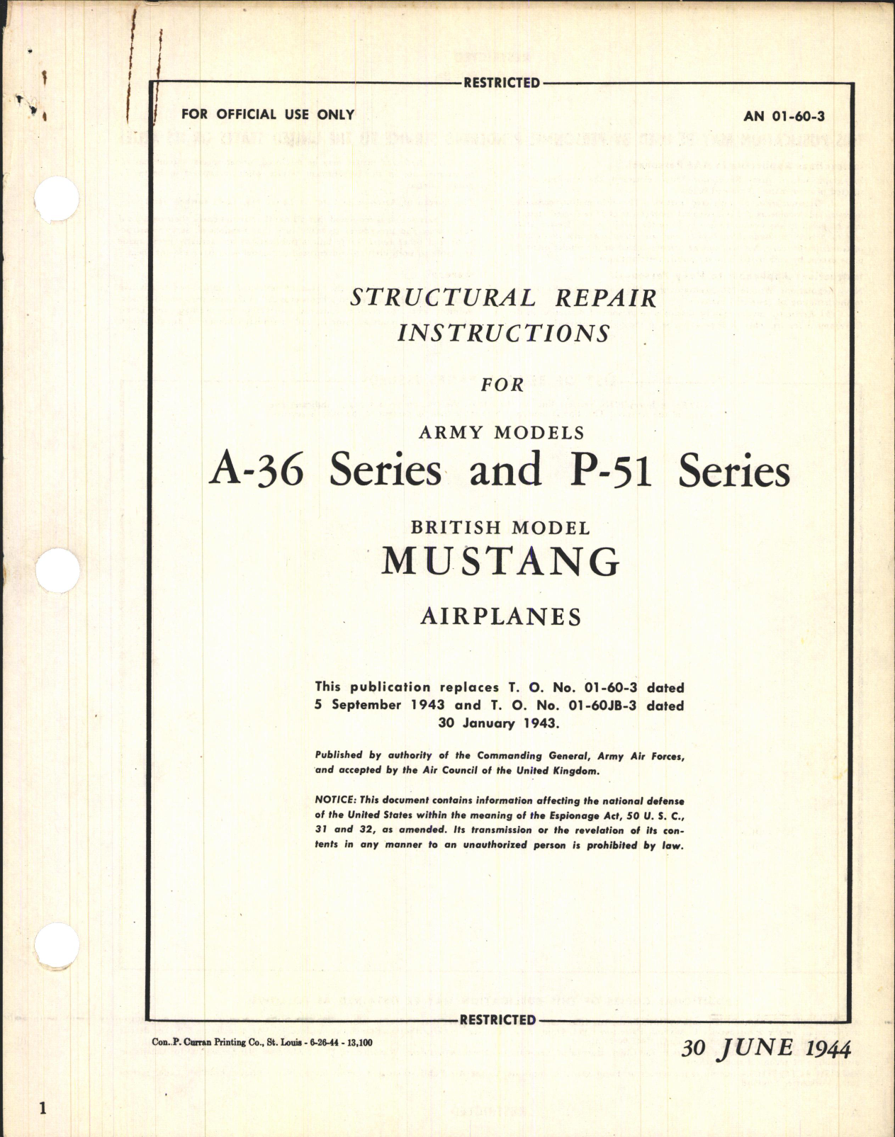 Sample page 7 from AirCorps Library document: Structural Repair Instructions for A-36 Series and P-51 Series