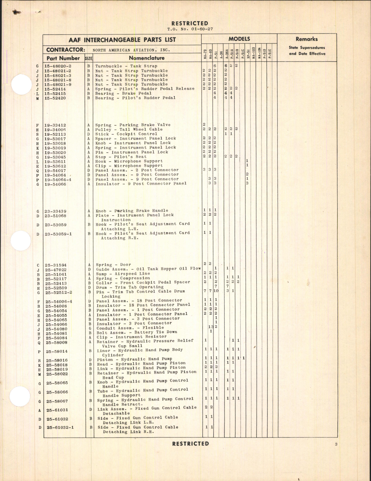 Sample page 7 from AirCorps Library document: Interchangeable Parts List for A-36A, P-51 Series, and Mustang I Airplanes