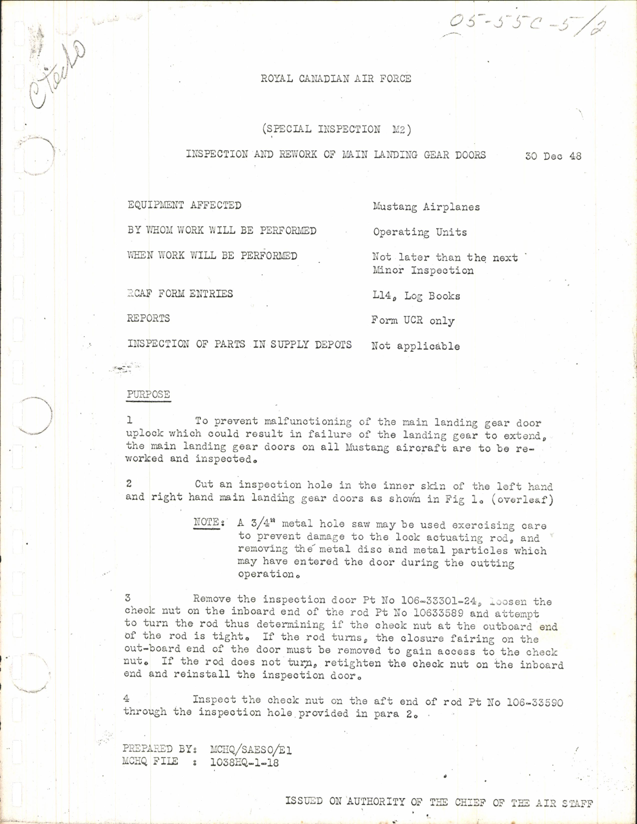 Sample page 7 from AirCorps Library document: List of Special Inspections for Mustang 4