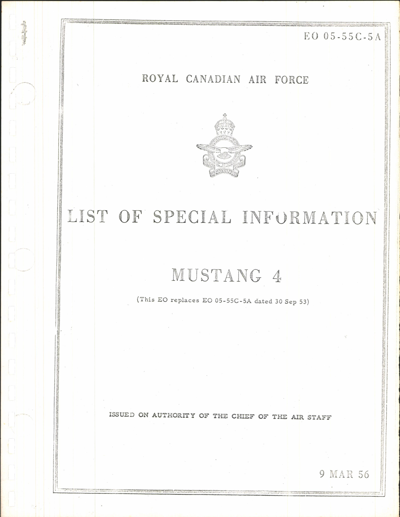 Sample page 1 from AirCorps Library document: List of Special Information for Mustang 4