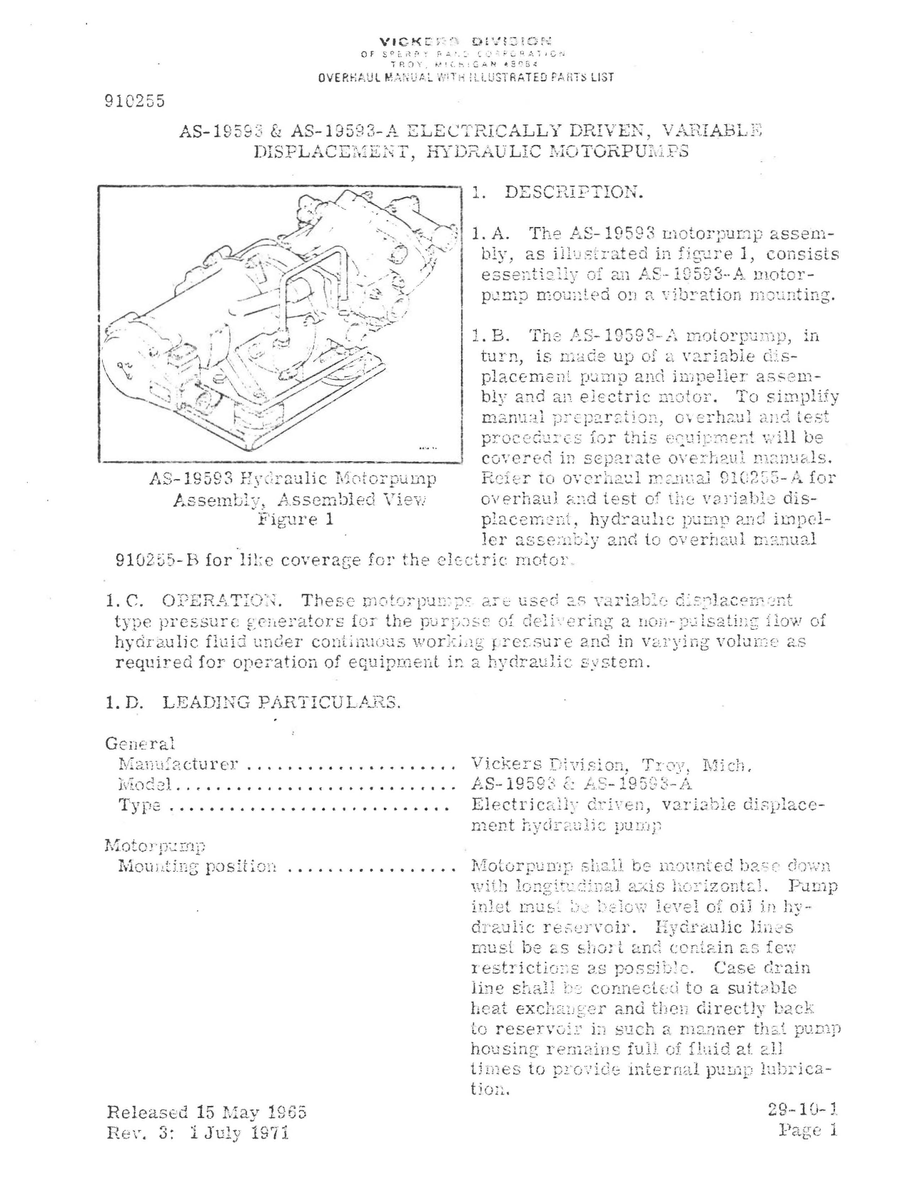 Sample page 7 from AirCorps Library document:  Repair & Overhaul Manual for Hydraulic Motorpump
