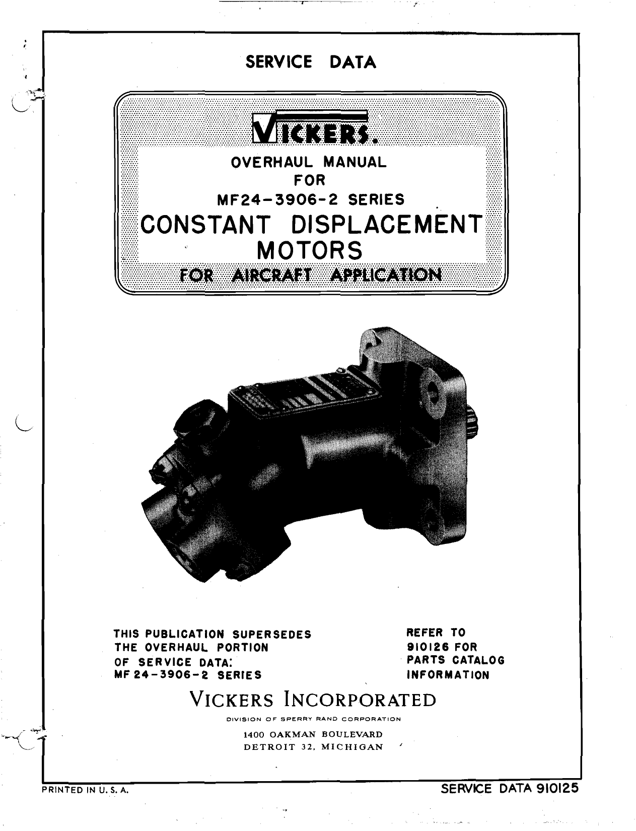 Sample page 1 from AirCorps Library document: Overhaul Manual for MF24-3906-2 Constant Displacement Motors for Aircraft