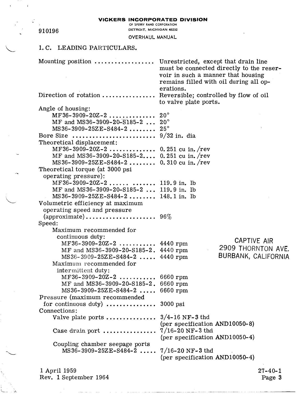 Sample page 7 from AirCorps Library document: Overhaul Manual for MF & MS36-3909-2 Constant Displacement Hydraulic Motor Assemblies