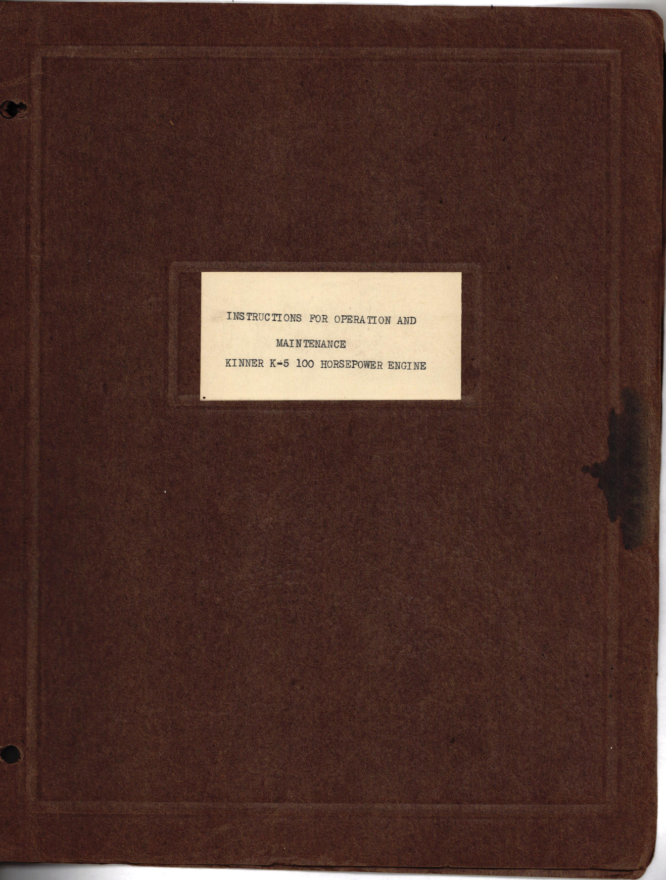 Sample page 1 from AirCorps Library document: Instructions for Operation & Maintenance of Kinner K-5 Series 2 Engines