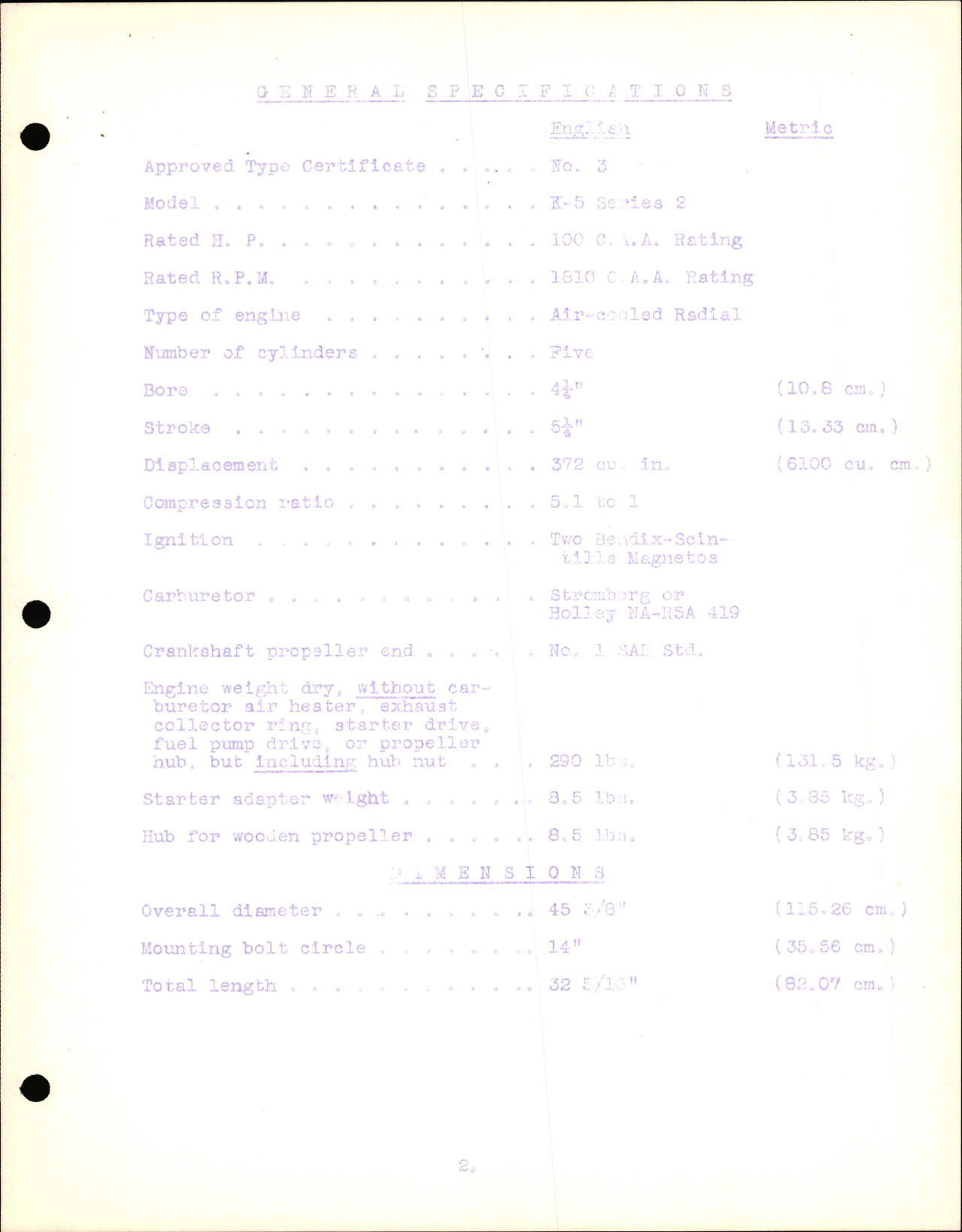 Sample page 5 from AirCorps Library document: Instructions for Operation & Maintenance of Kinner K-5 Series 2 Engines