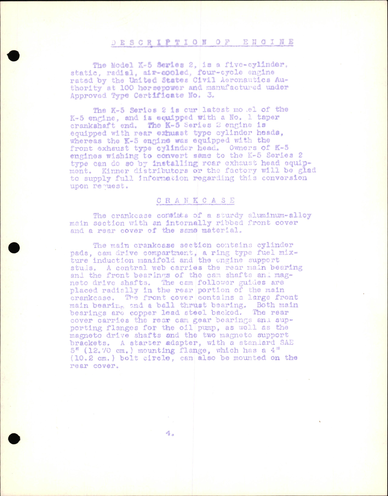Sample page 7 from AirCorps Library document: Instructions for Operation & Maintenance of Kinner K-5 Series 2 Engines