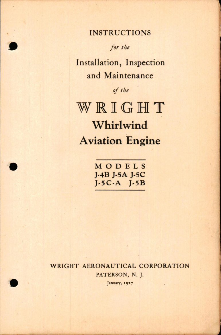 Sample page 5 from AirCorps Library document: Instruction Book for Wright Whirlwind Engine Models J-4B, J-5A, J-5C, J-5C-A, & J-5B