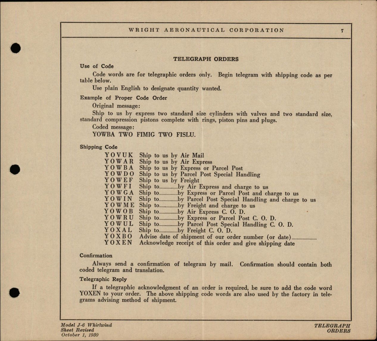 Sample page 9 from AirCorps Library document: Parts Catalog for Wright Whirlwind Engines Model J-6