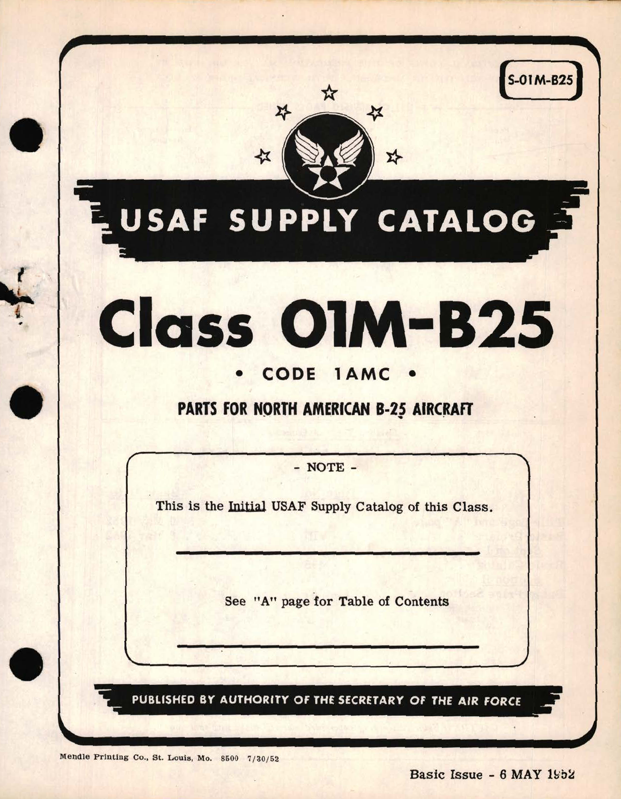 Sample page 1 from AirCorps Library document: Parts for North American B-25 Aircraft