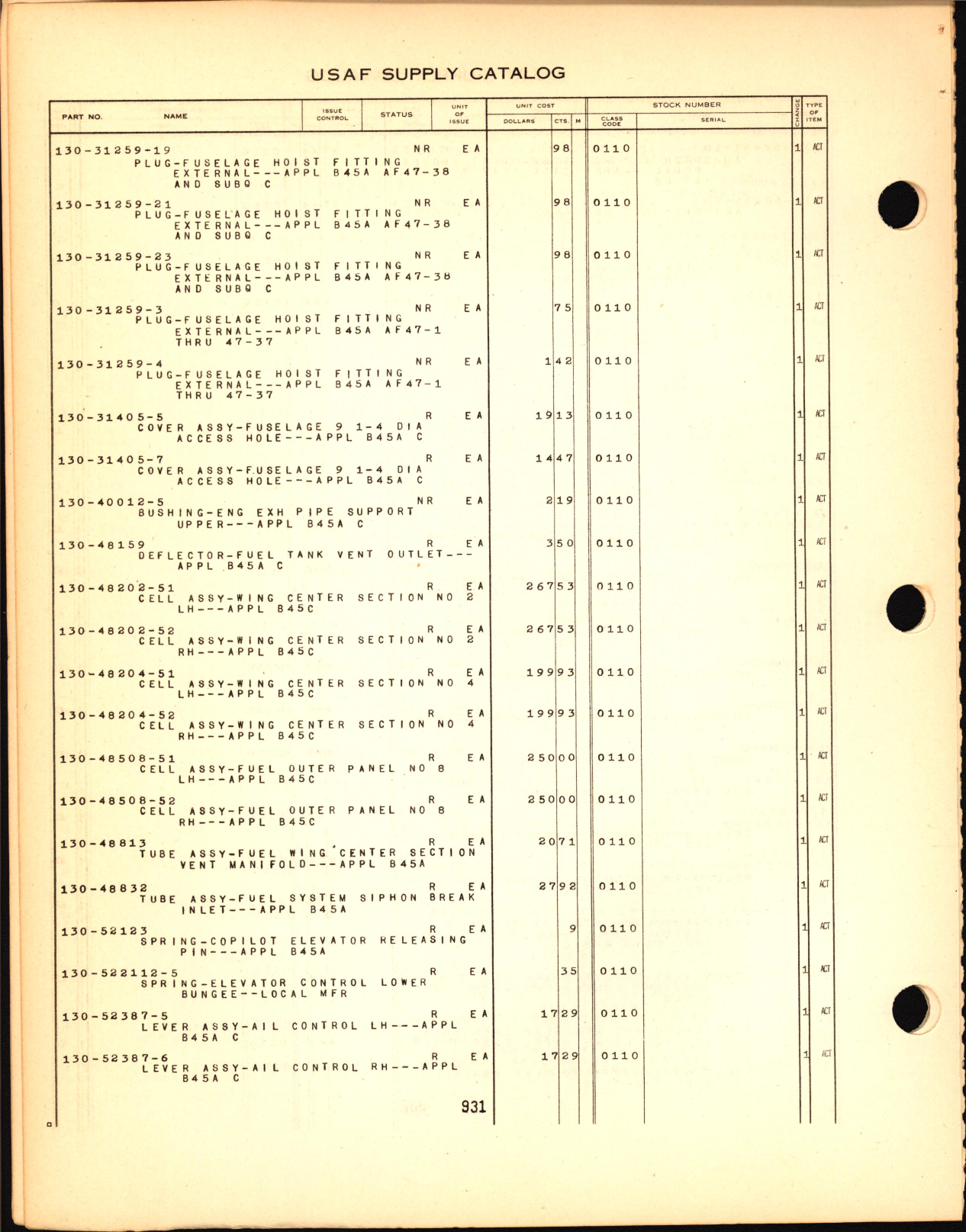 Sample page 9 from AirCorps Library document: Parts for North American Aircraft