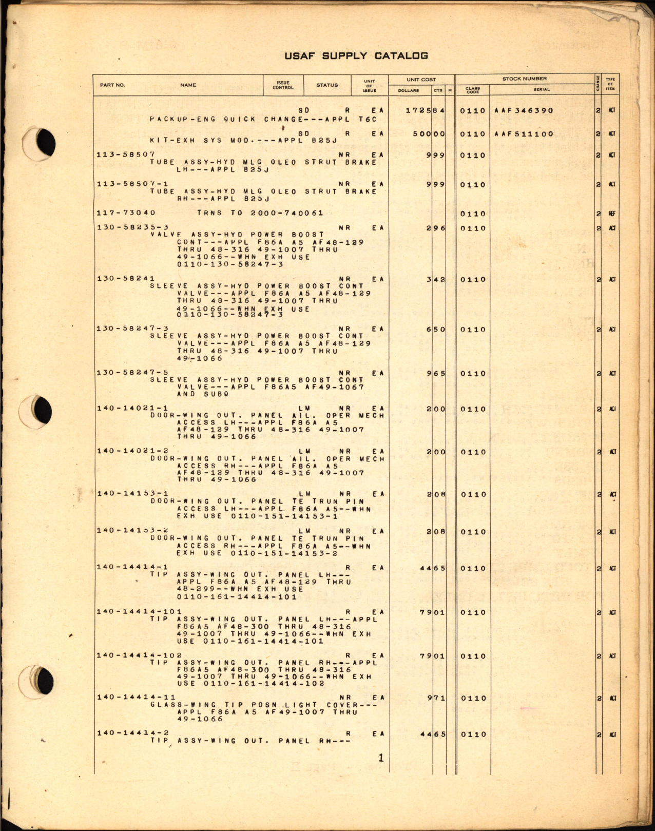 Sample page 5 from AirCorps Library document: Parts for North American Aircraft,