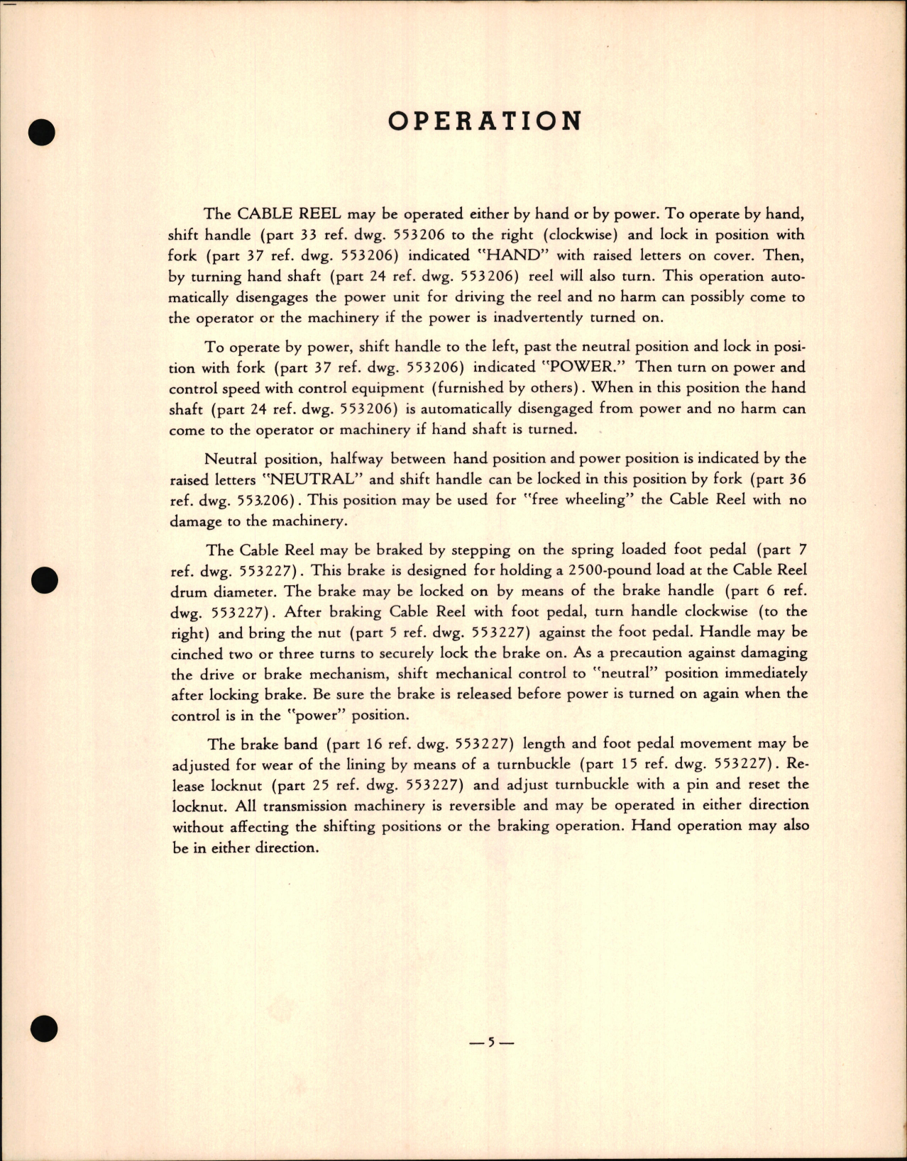 Sample page 7 from AirCorps Library document: Instruction Book for Cable Reel, Drive and Mechanical Control