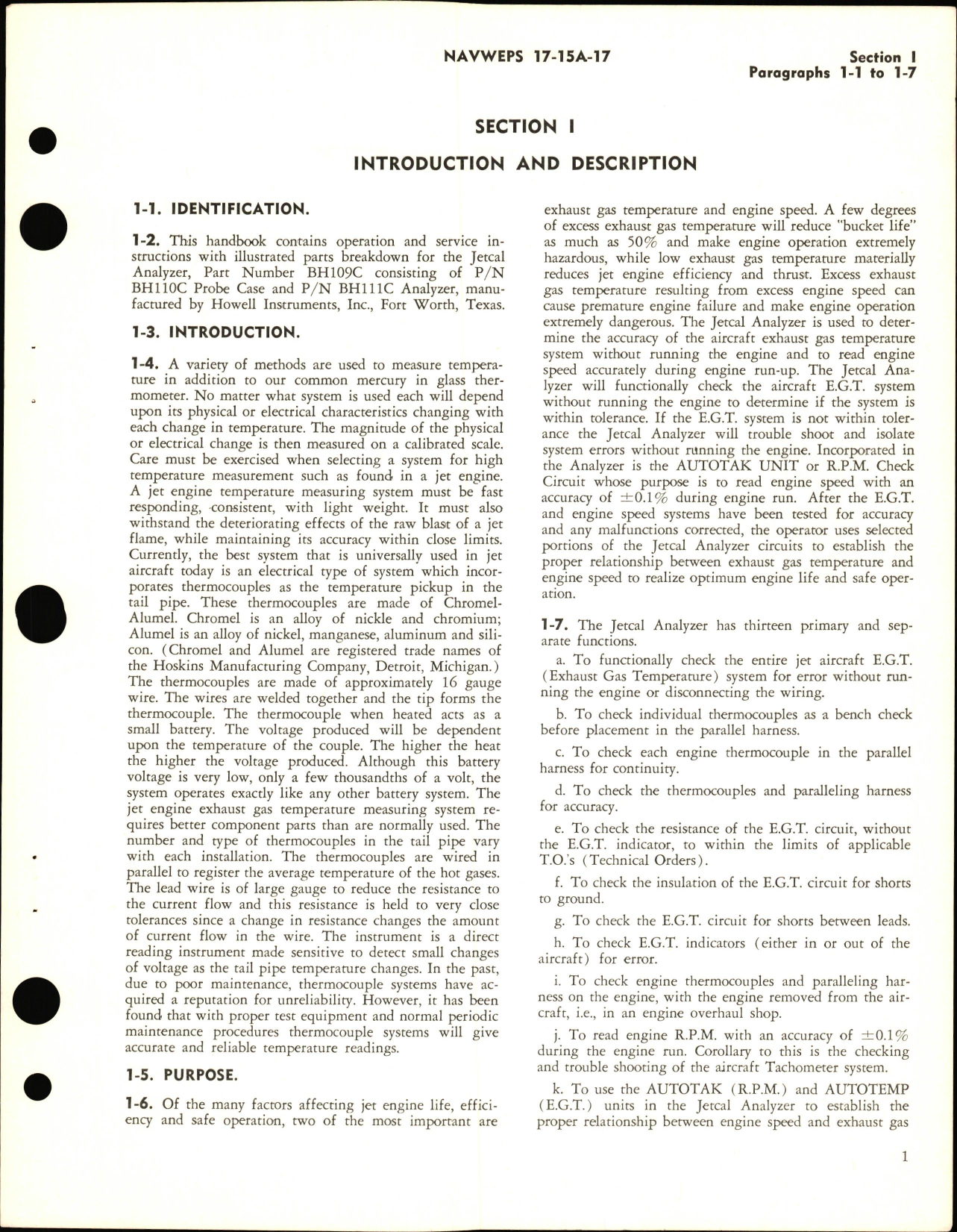 Sample page 7 from AirCorps Library document: Operation, Service, &  Overhaul Instructions with Illustrated Parts Breakdown for Jetcal Analyzer Model BH109C