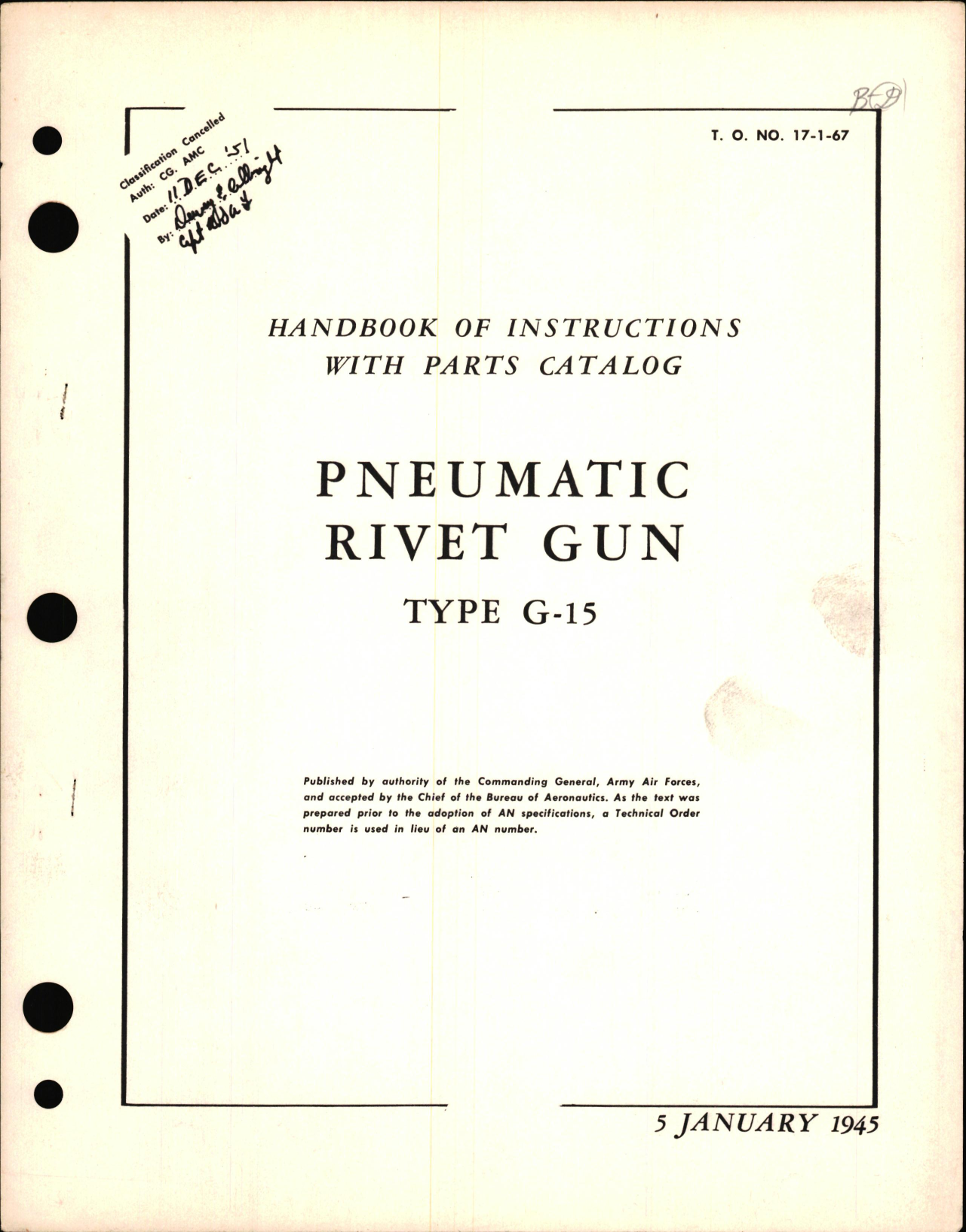 Sample page 1 from AirCorps Library document: Instructions with Parts Catalog for Type G-15 Pneumatic Rivet Gun