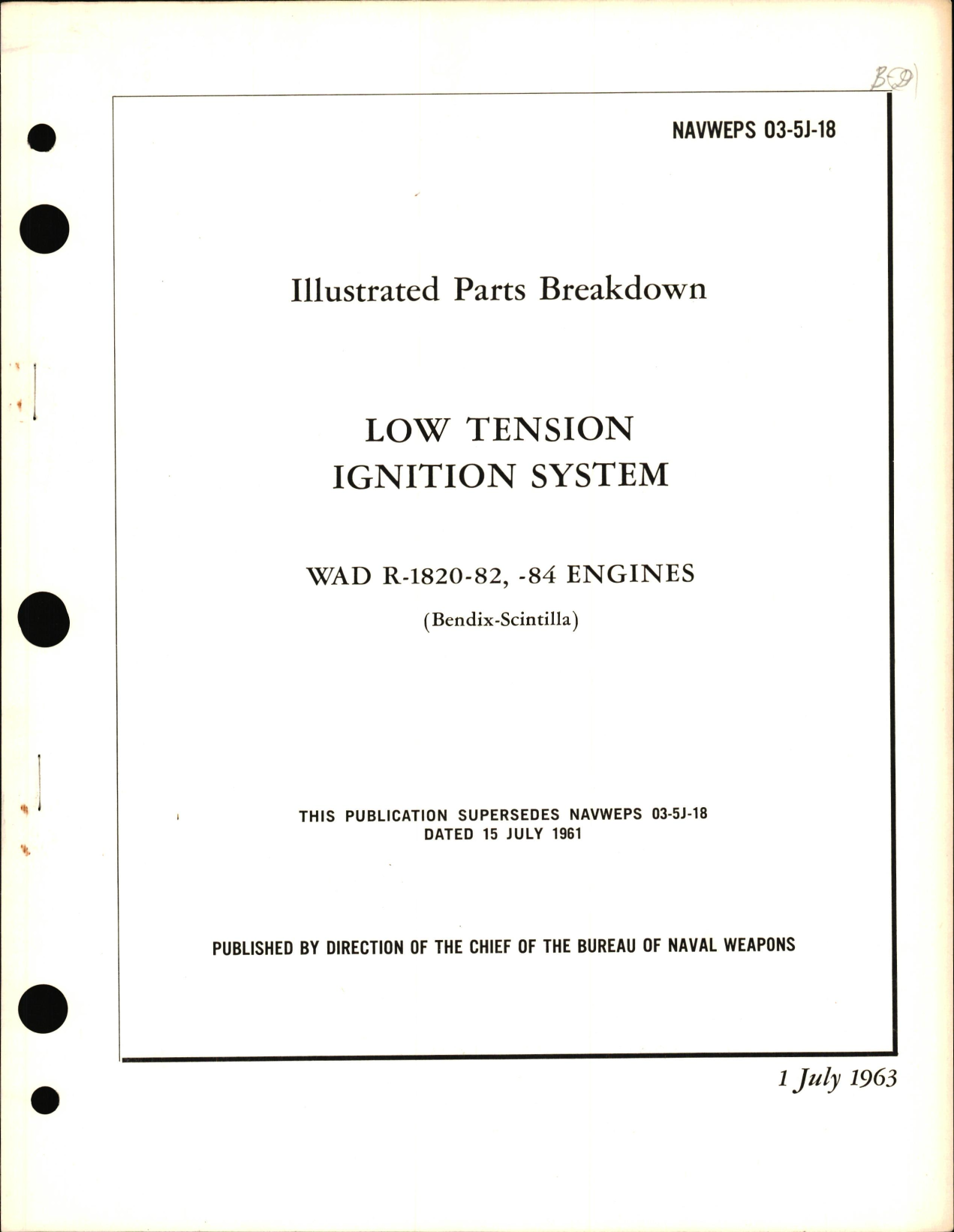 Sample page 1 from AirCorps Library document: Illustrated Parts Breakdown for Low Tension Ignition System WAD R-1820-82, -84 Engines