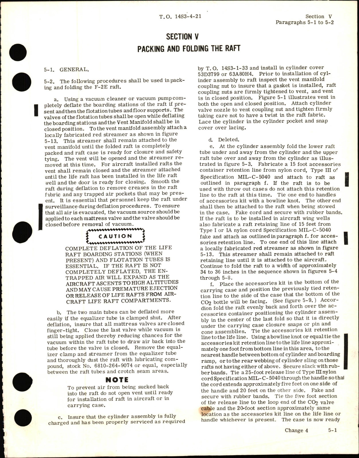 Sample page 5 from AirCorps Library document: Operation, Service, & Repair Instructions for Type F-2B 20-Man Life Raft with Accessories Part List