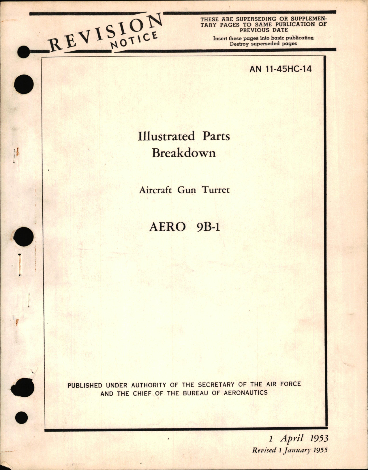 Sample page 1 from AirCorps Library document: Illustrated Parts Breakdown for Aircraft Gun Turret Aero 9B-1