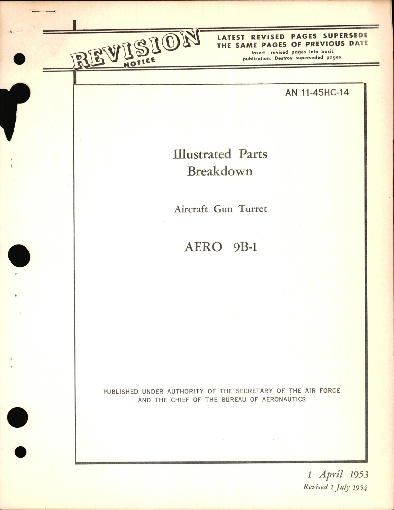 Sample page 1 from AirCorps Library document: Illustrated Parts Breakdown for Aircraft Gun Turret Aero 9B-1