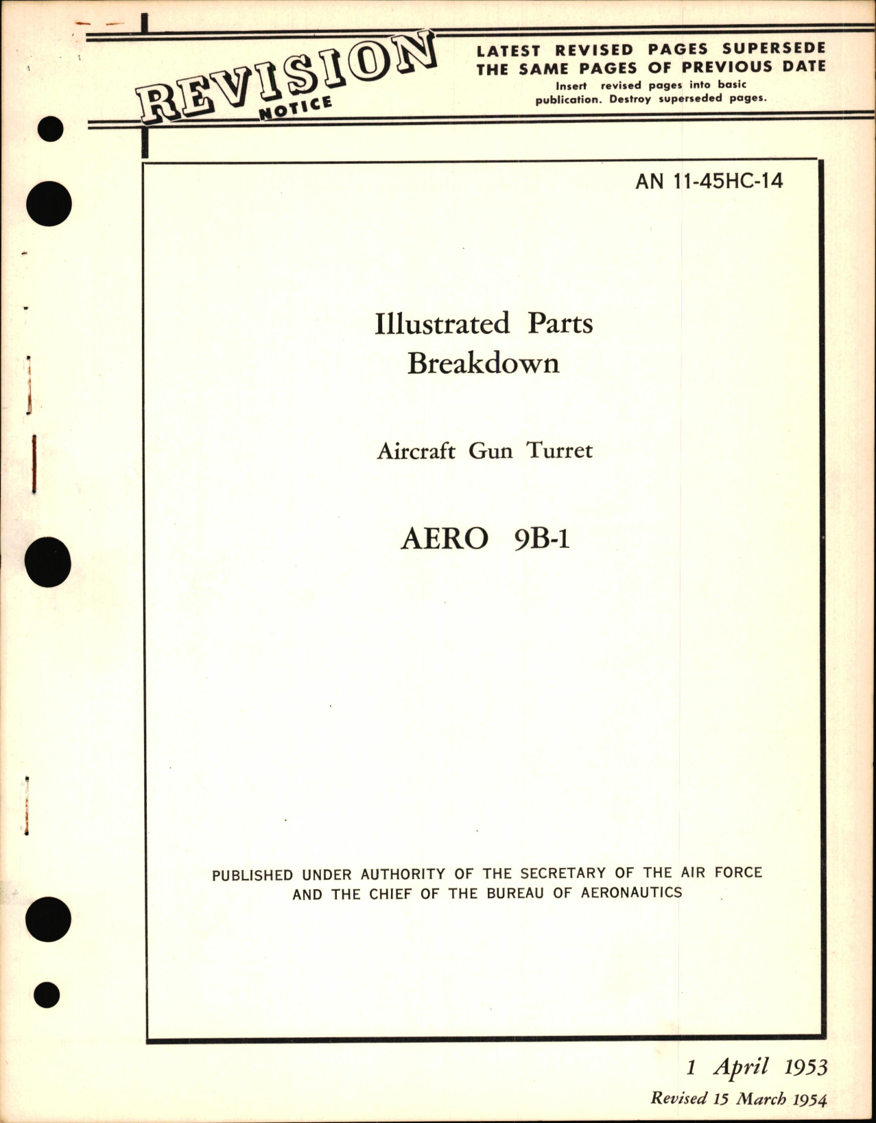 Sample page 1 from AirCorps Library document: Illustrated Parts Breakdown for Aircraft Gun Turret Aero 9B-1