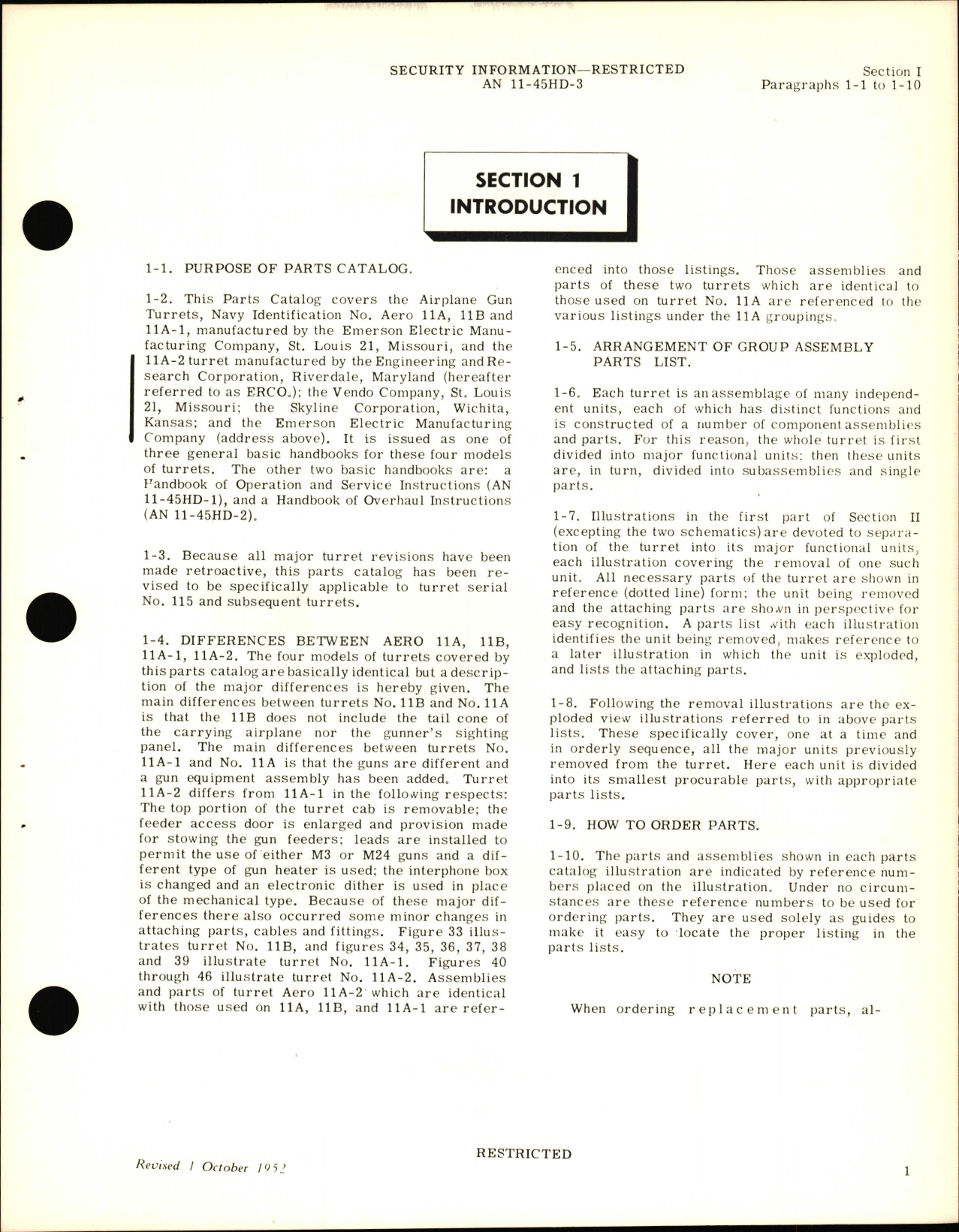Sample page 7 from AirCorps Library document:  Parts Catalog for Gun Turrets Aero 11A, 11A-1, 11A-2, & 11B