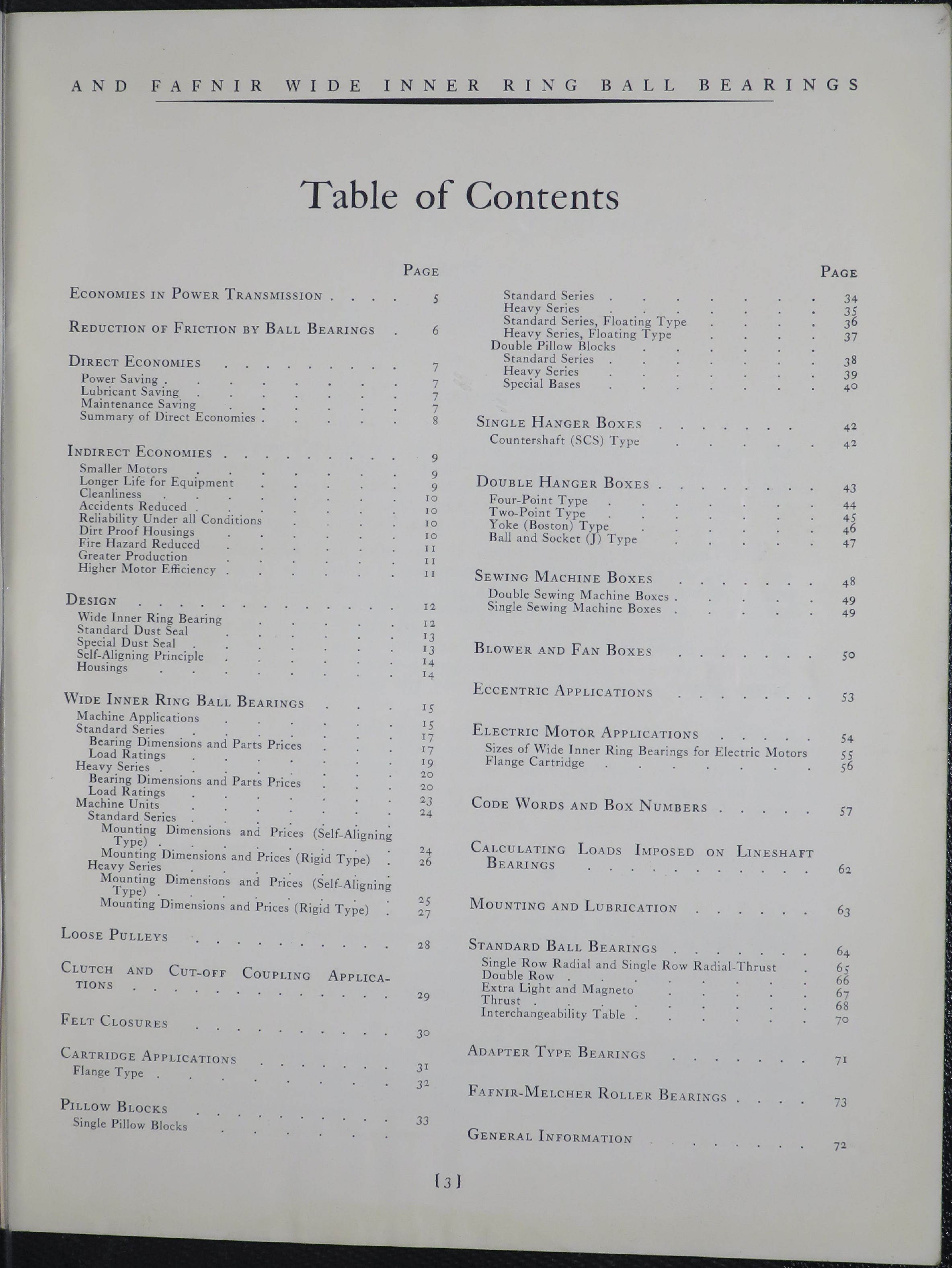 Sample page 5 from AirCorps Library document: General Catalog of Industrial Applications for Fafnir Ball Bearings
