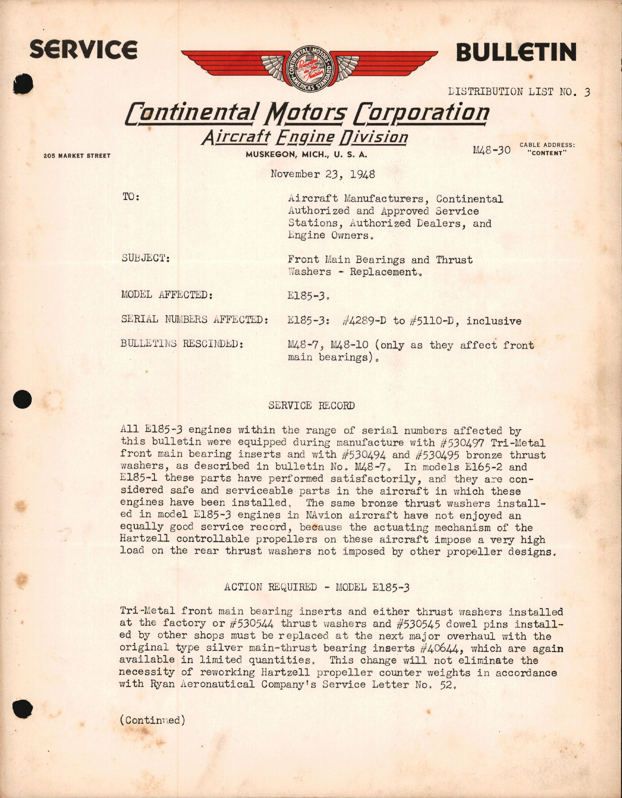 Sample page 1 from AirCorps Library document: Front Main Bearings & Thrust Washers - Replacement