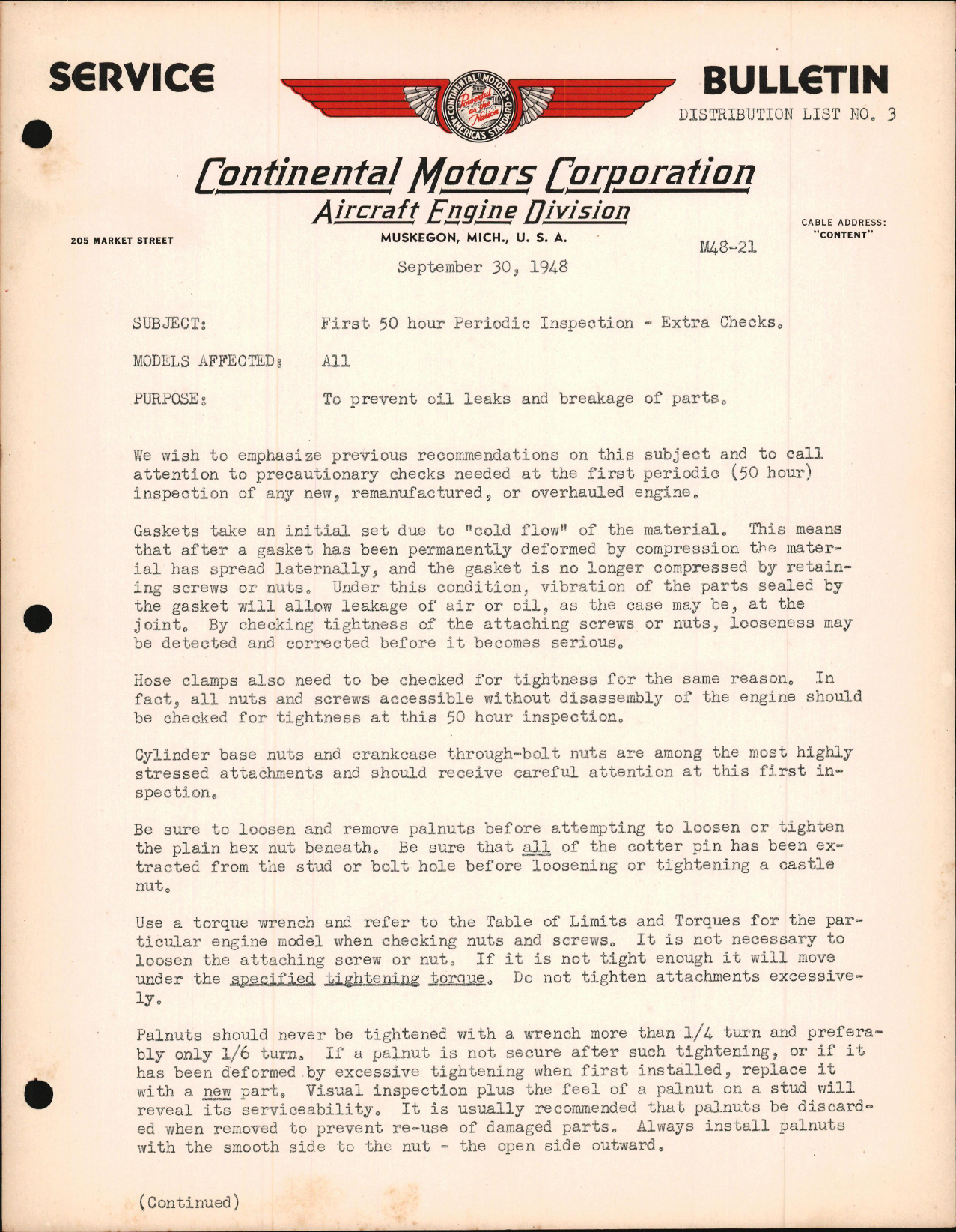 Sample page 1 from AirCorps Library document: First 50 Hour Periodic Inspection - Extra Checks