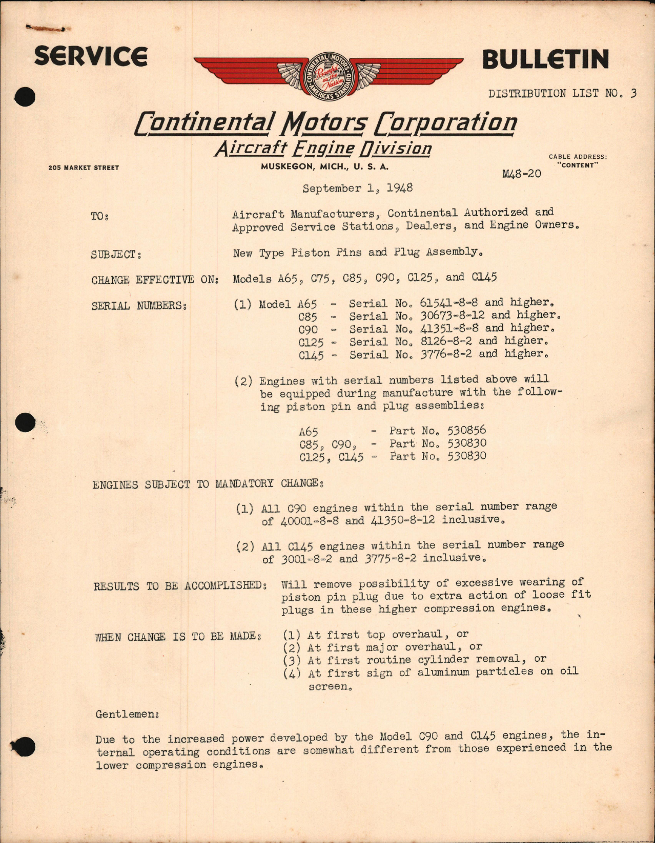 Sample page 1 from AirCorps Library document: New Type Piston Pins and Plug Assembly