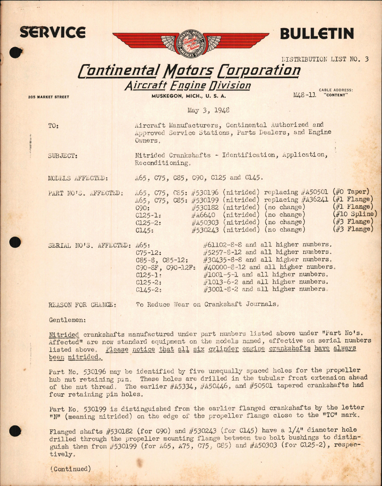 Sample page 1 from AirCorps Library document: Nitrided Crankshafts - Identification. Application, Reconditioning