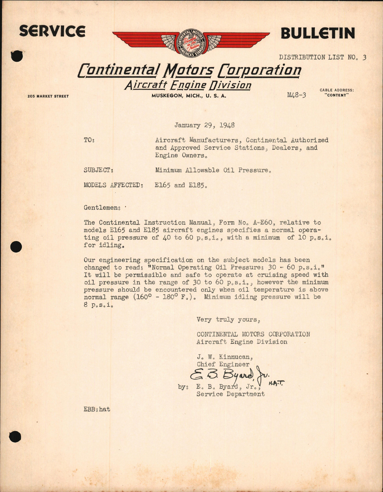 Sample page 1 from AirCorps Library document: Minimum Allowable Oil Pressure