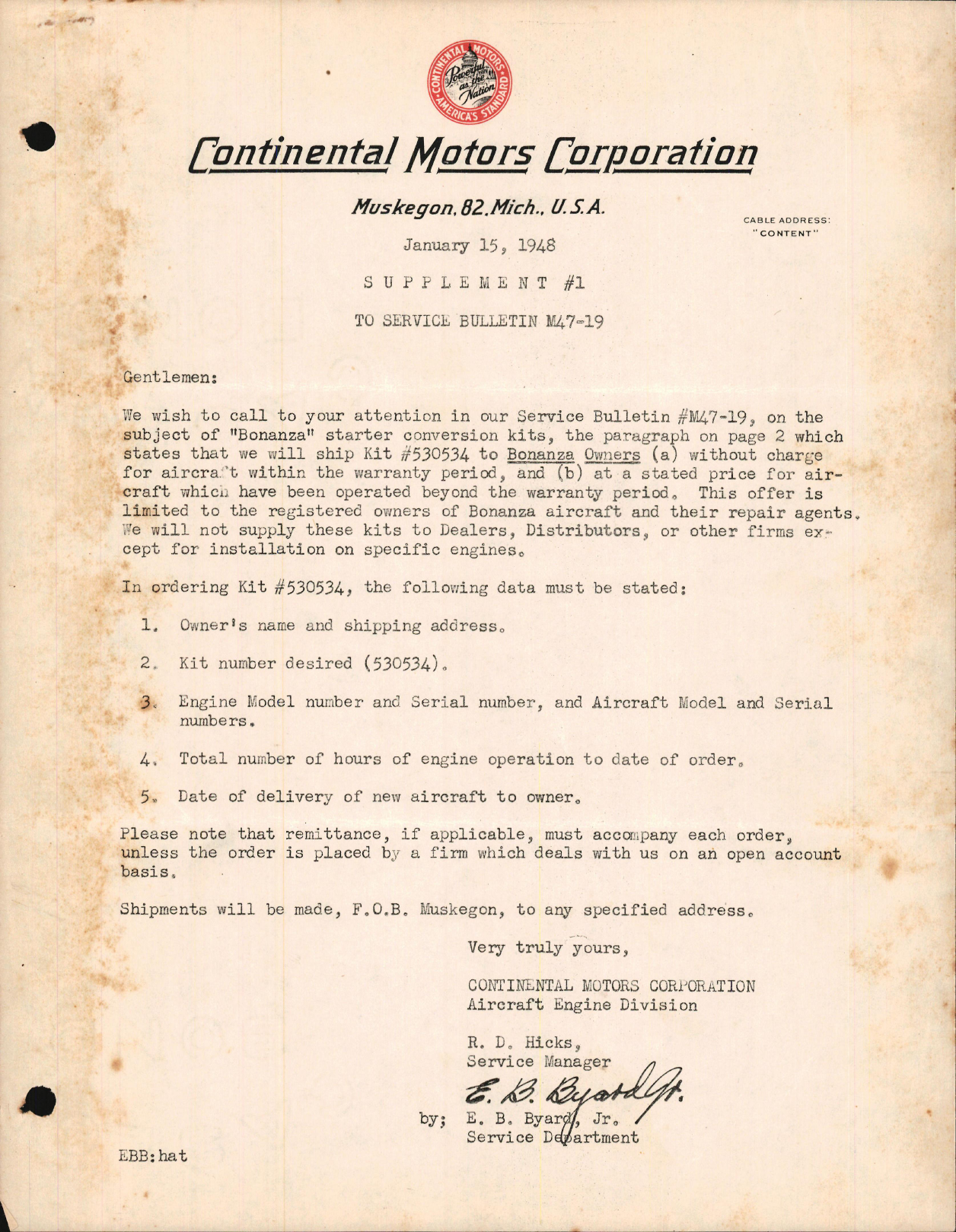 Sample page 1 from AirCorps Library document: Improved Electric Starter Engaging Installation (Bonanza)