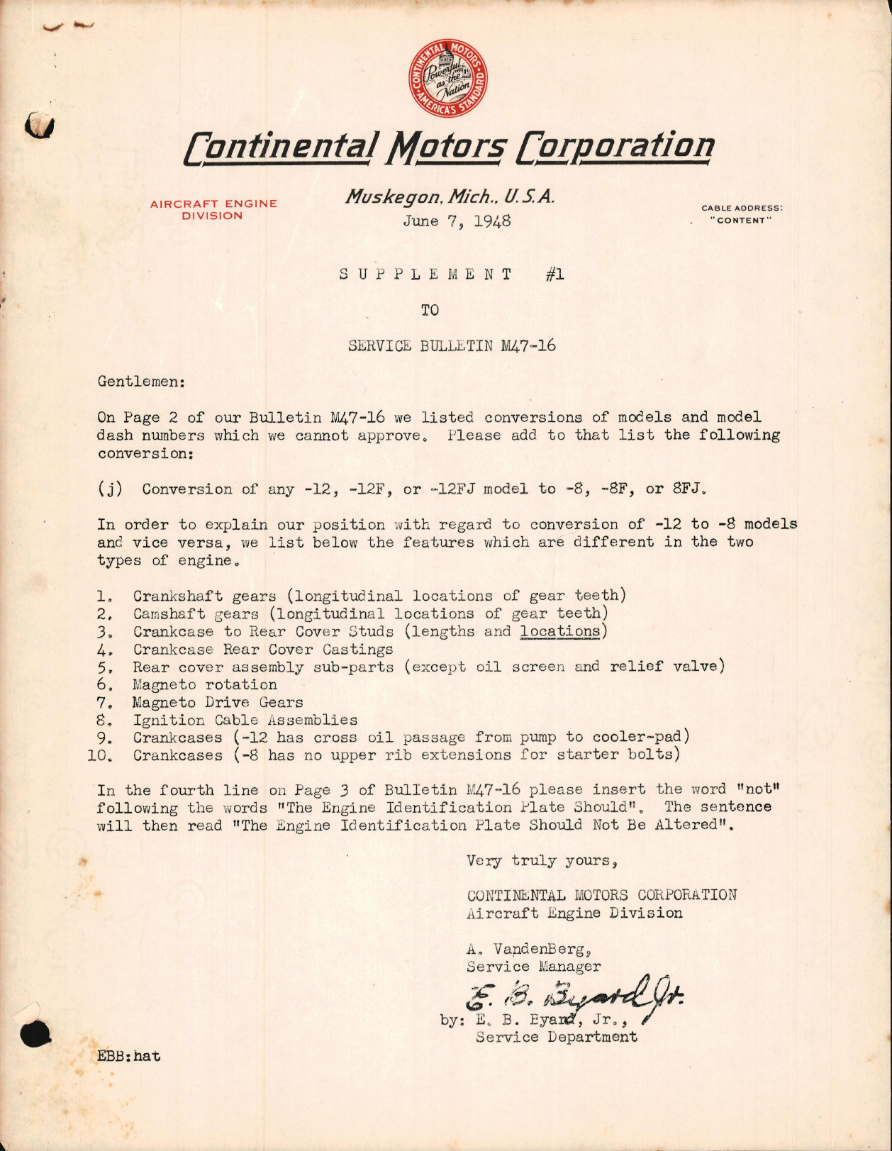 Sample page 1 from AirCorps Library document: Model & Series Conversions Instructions, Approval Procedure, Engine Parts Changes