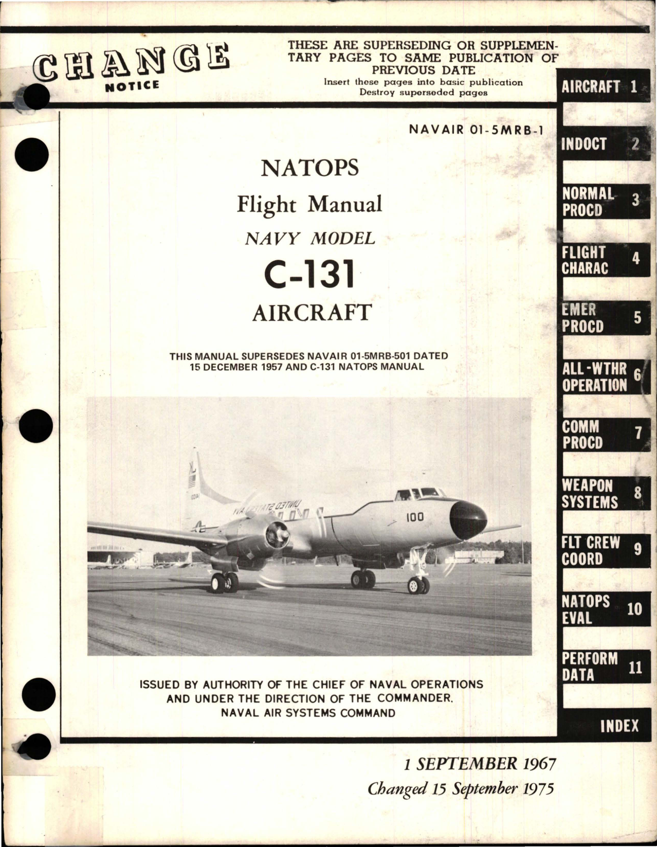 Sample page 1 from AirCorps Library document: Flight Manual for C-131