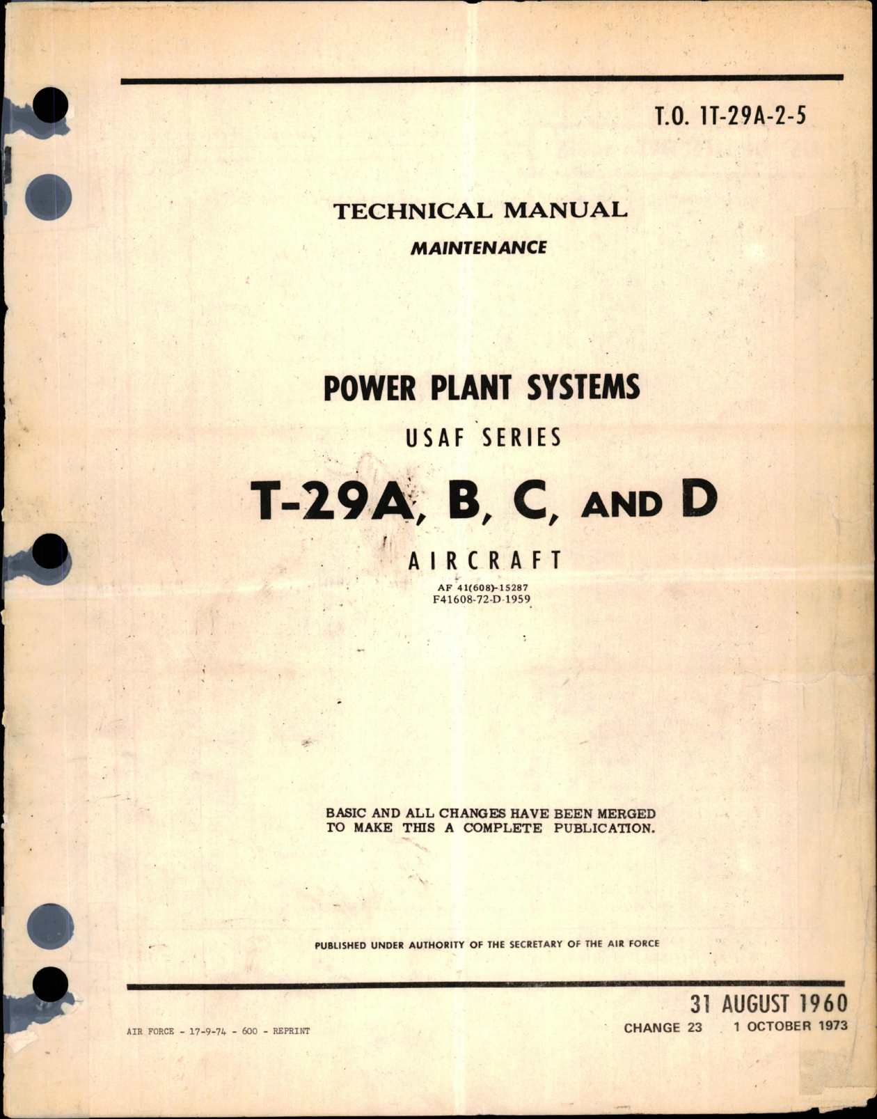Sample page 1 from AirCorps Library document: Maintenance Manual for Power Plant Systems for T-29A, T-29B, T-29C and T-29D